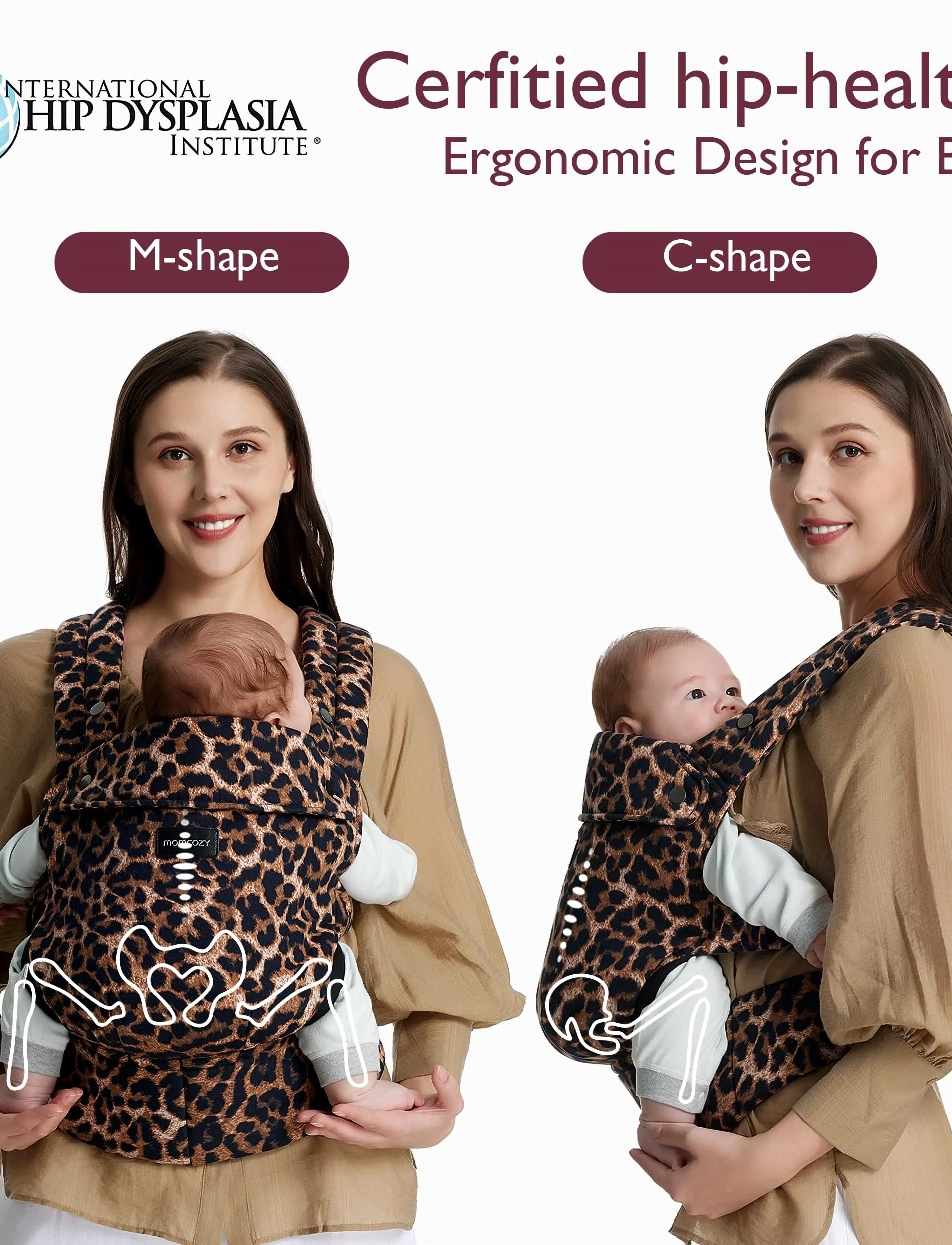 Momcozy Momcozy Newborn To Toddler Cotton Soft Structured Carrier Leopard, One Size, Brown, Baby Og Graviditet > Baby Carriers & Baby Wraps, Børn