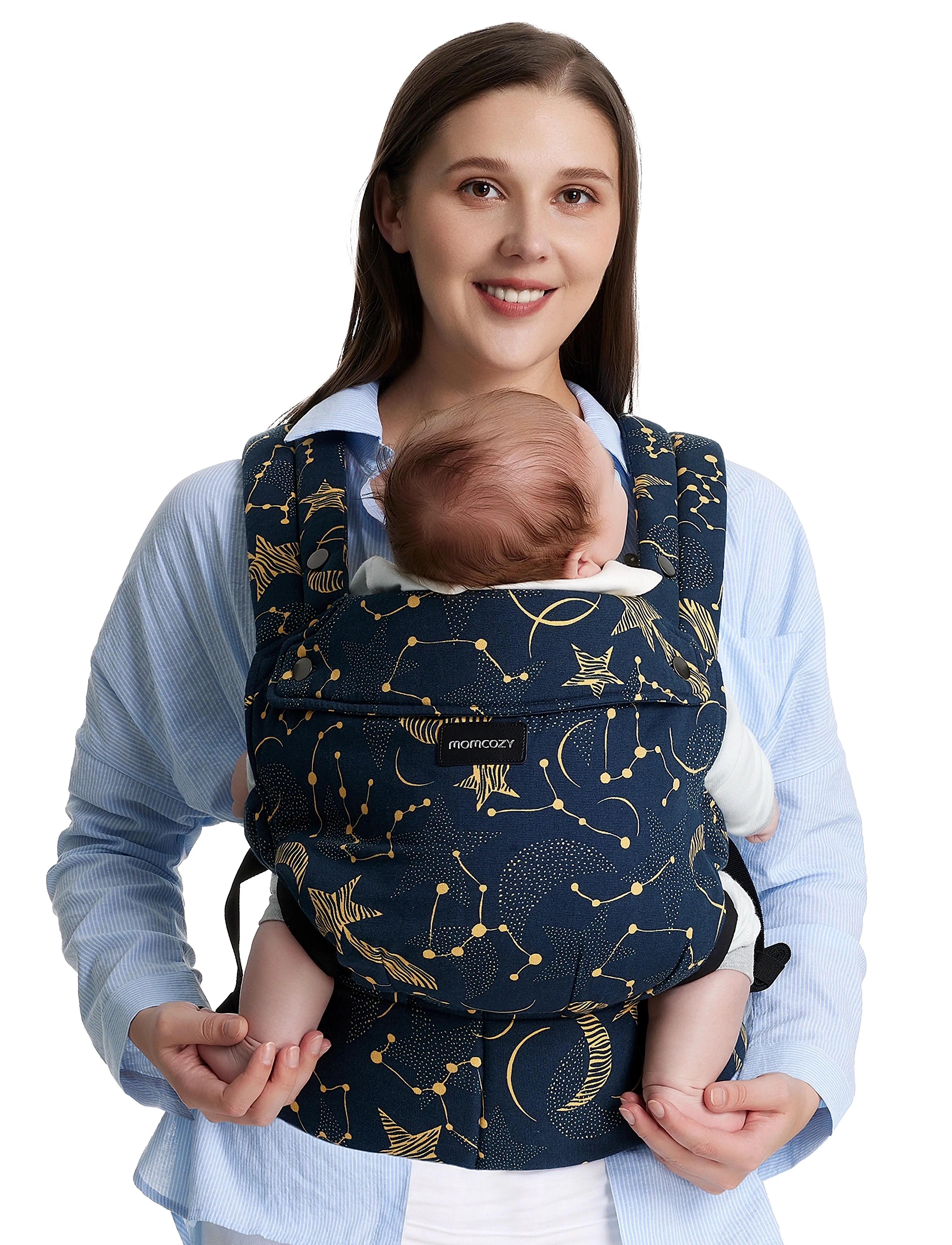 Momcozy Momcozy Newborn To Toddler Cotton Soft Structured Carrier Starry Night, One Size, Navy, Baby Og Graviditet > Baby Carriers & Baby Wraps, Børn
