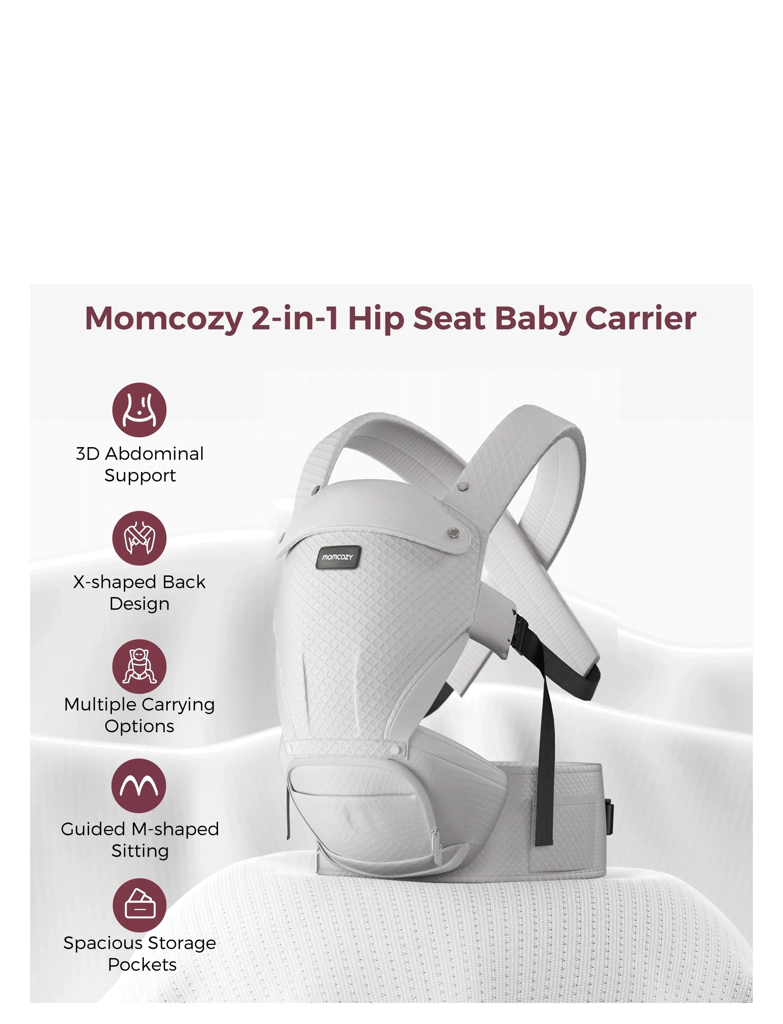 Momcozy - Momcozy  Baby Carrier Air Mesh Hip Seat Carrier Grey - porte-bébé - grey - 2