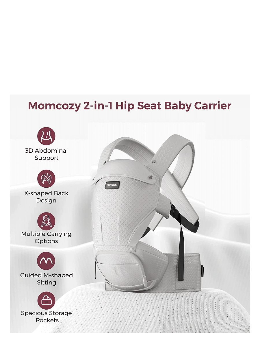 Momcozy - Momcozy Baby Carrier Air Mesh Hip Seat Carrier Grey - porte-bébé - grey - 2