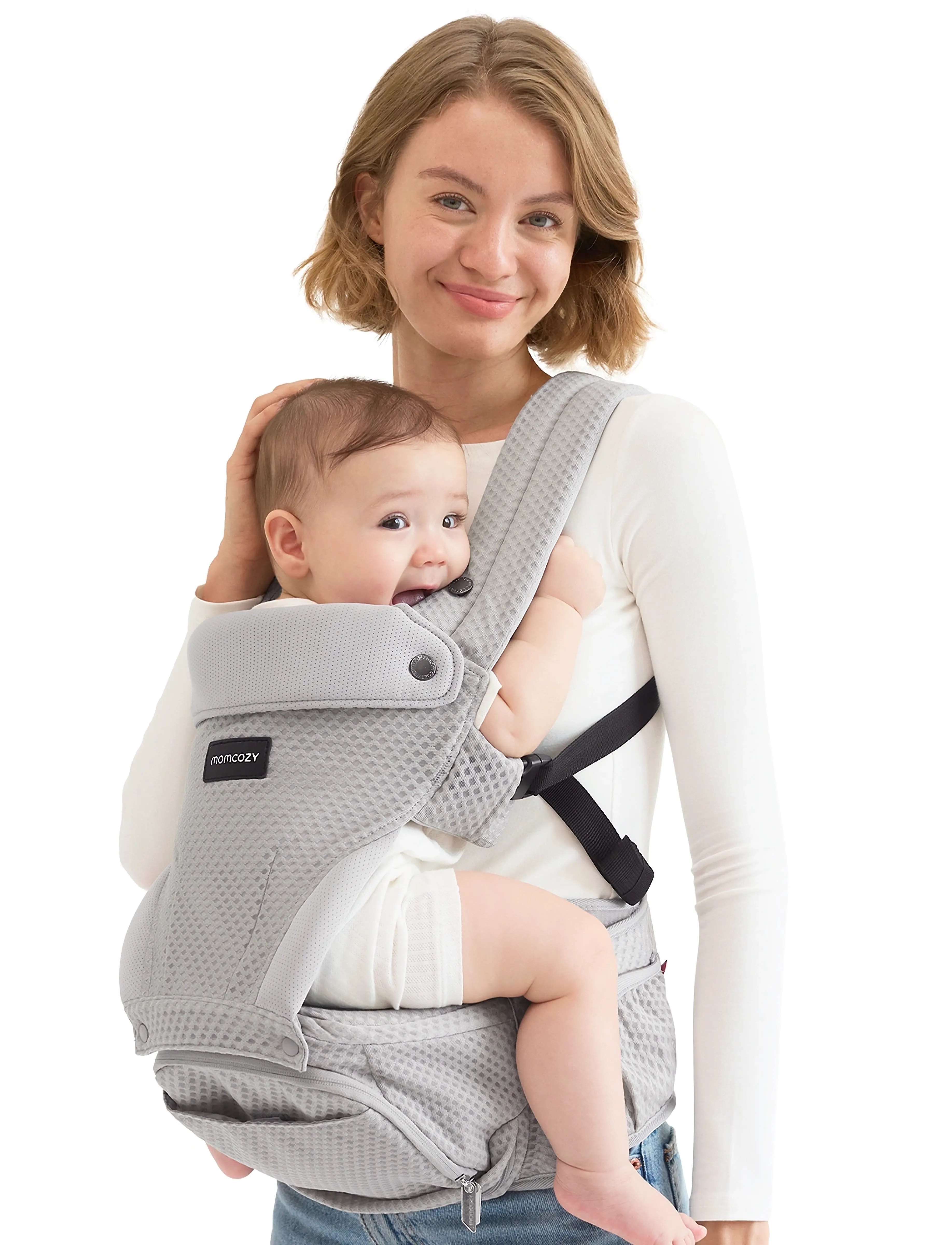 Momcozy Baby Carrier Air Mesh Hip Seat Carrier Grau, Hüftsitz Babytrage, Grau, Gr.ONE SIZE
