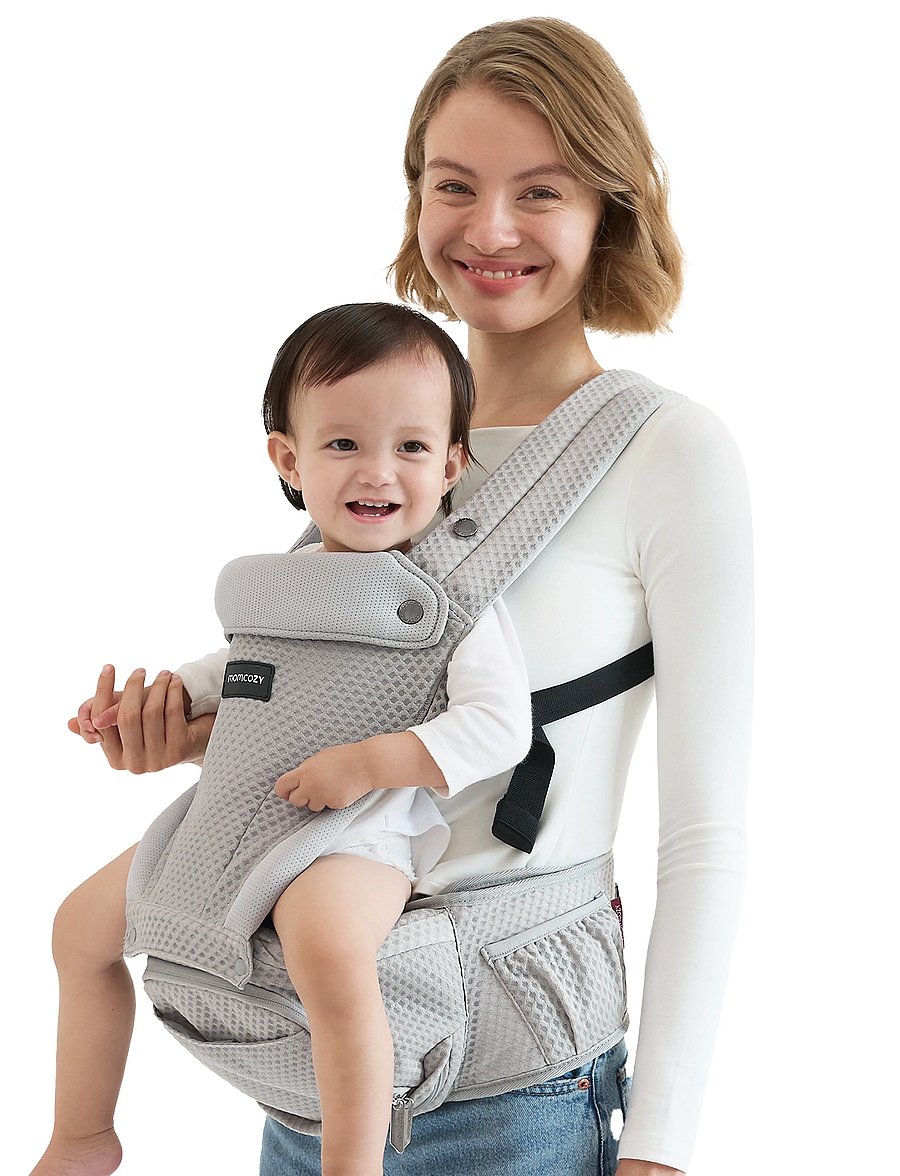 Momcozy - Momcozy Baby Carrier Air Mesh Hip Seat Carrier Grey - porte-bébé - grey - 3