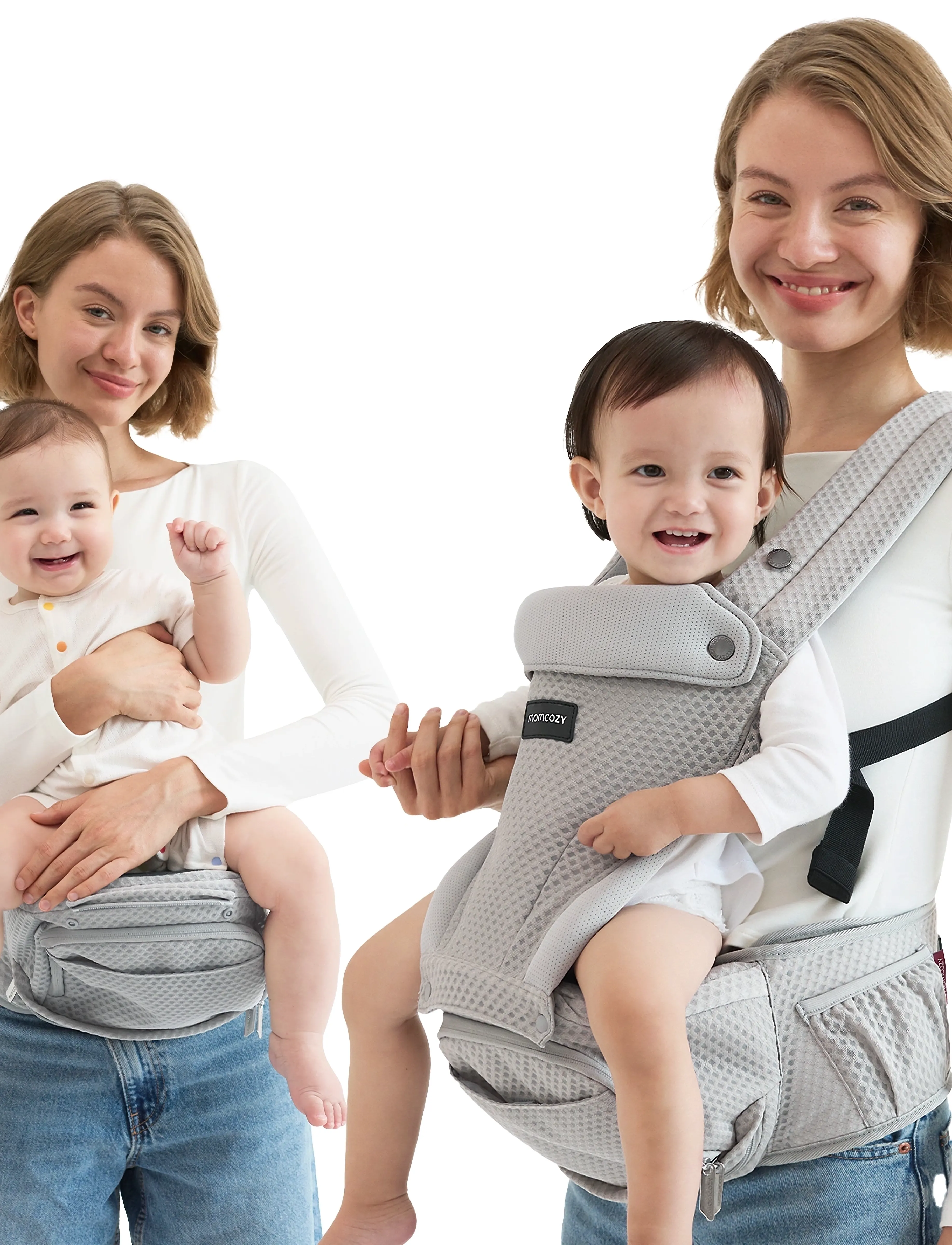 Momcozy - Momcozy  Baby Carrier Air Mesh Hip Seat Carrier Grey - porte-bébé - grey - 5