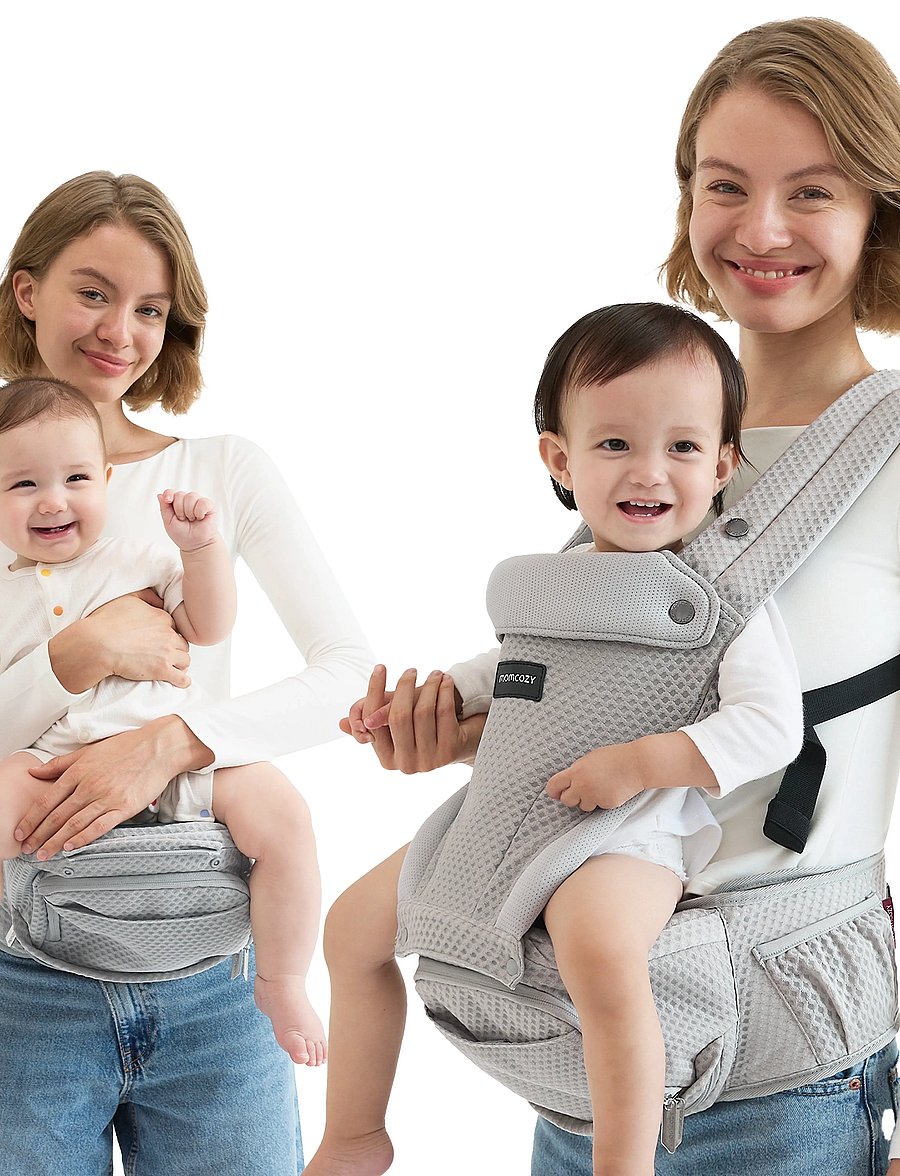 Momcozy - Momcozy Baby Carrier Air Mesh Hip Seat Carrier Grey - porte-bébé - grey - 5