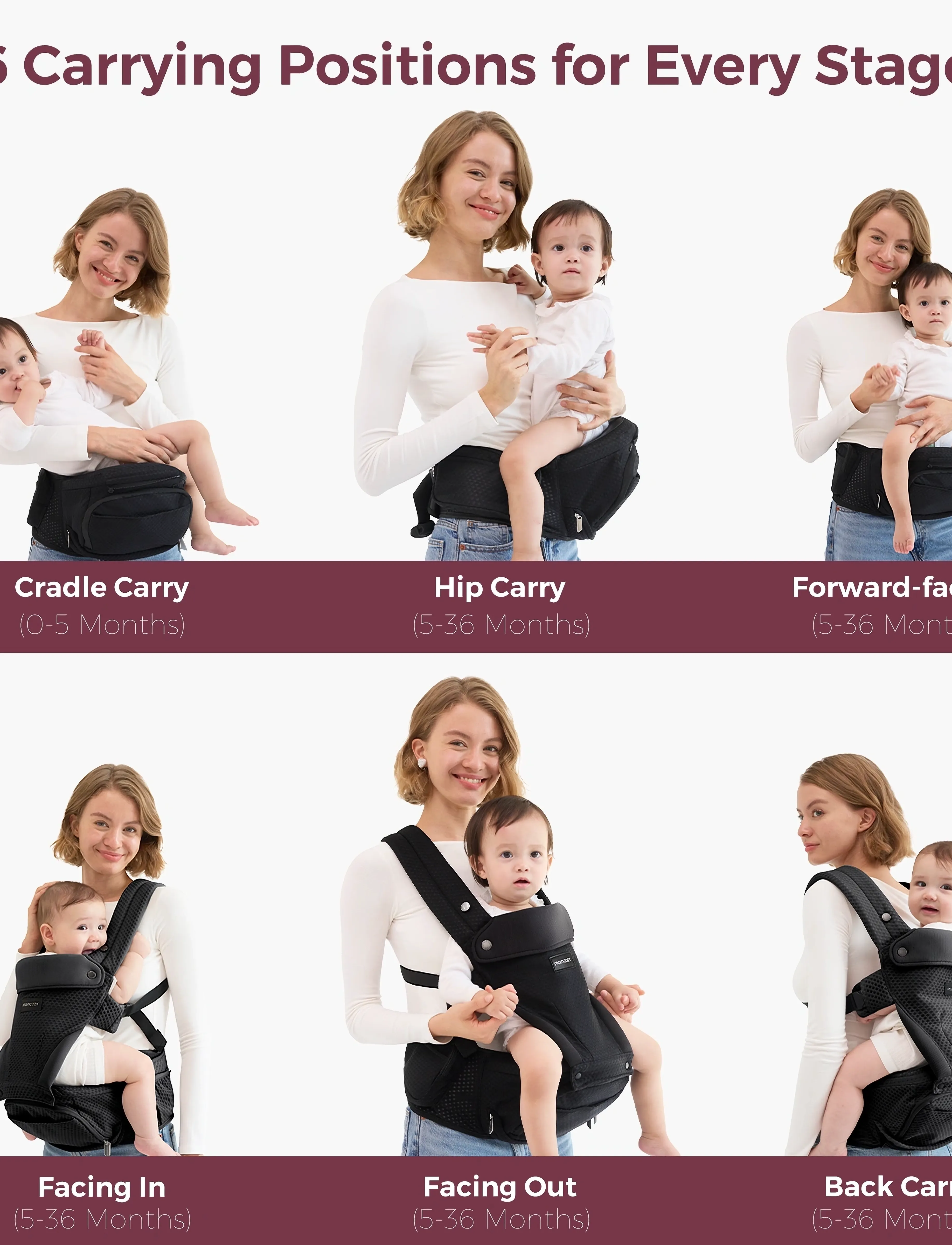 Momcozy Baby Hip Seat Carrier Schwarz, Kinder, Baby Hüftsitz Trage, Schwarz, Gr.ONE SIZE