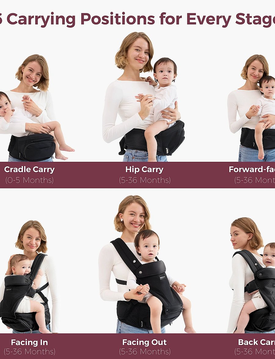 Momcozy - Momcozy Baby Hip Seat Carrier Black - babytragen - black - 0