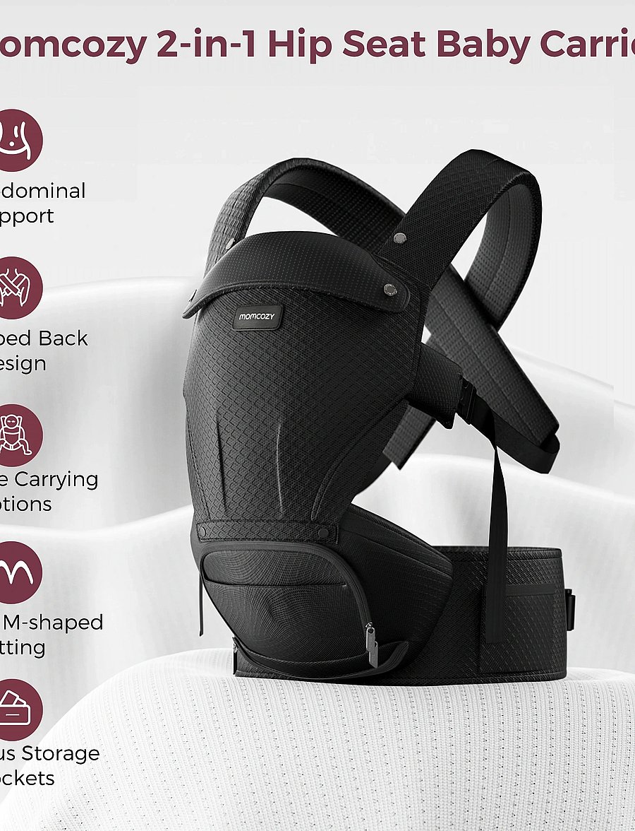 Momcozy - Momcozy Baby Hip Seat Carrier Black - babytragen - black - 4