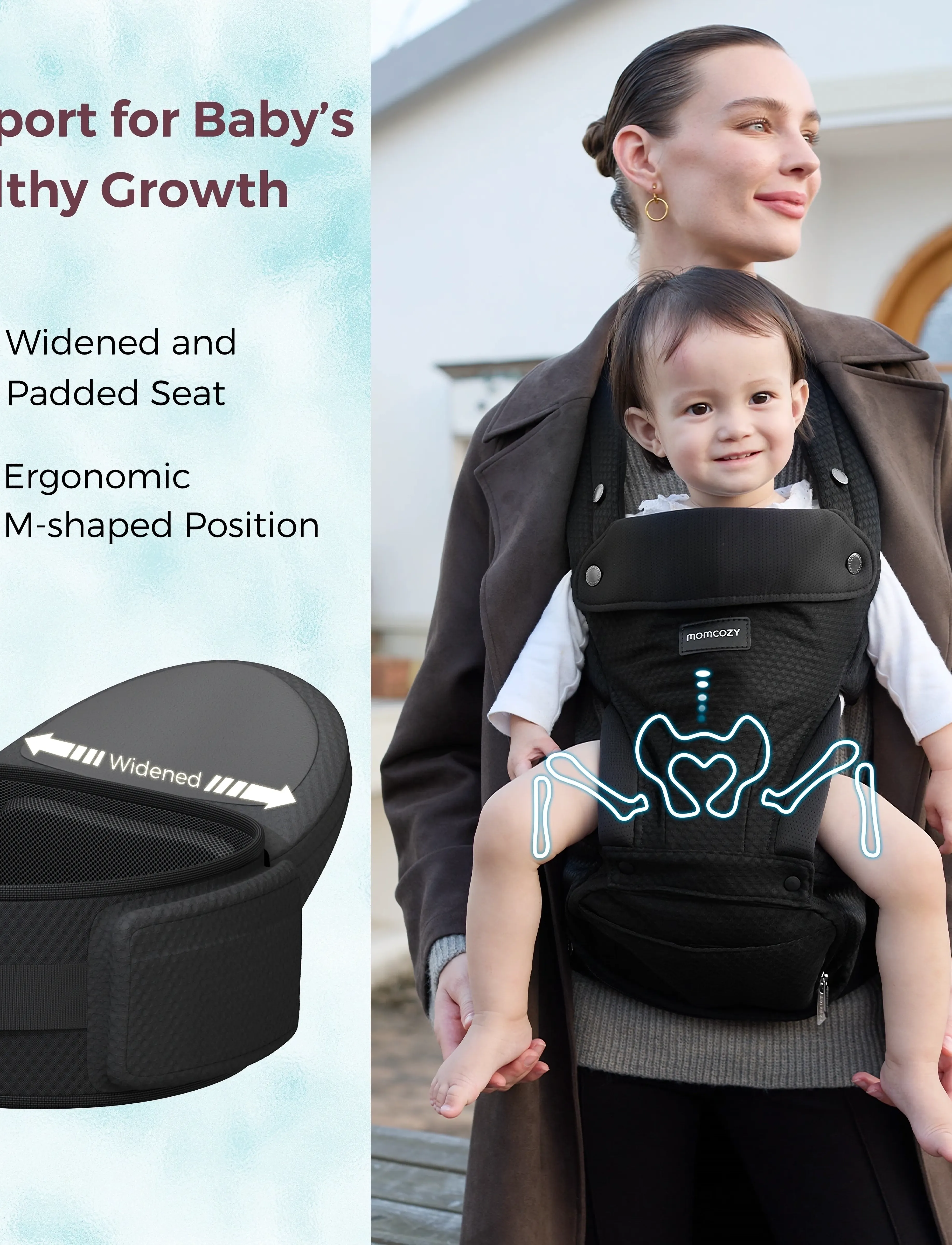 Momcozy - Momcozy  Baby Hip Seat Carrier Black - babytragen - black - 5
