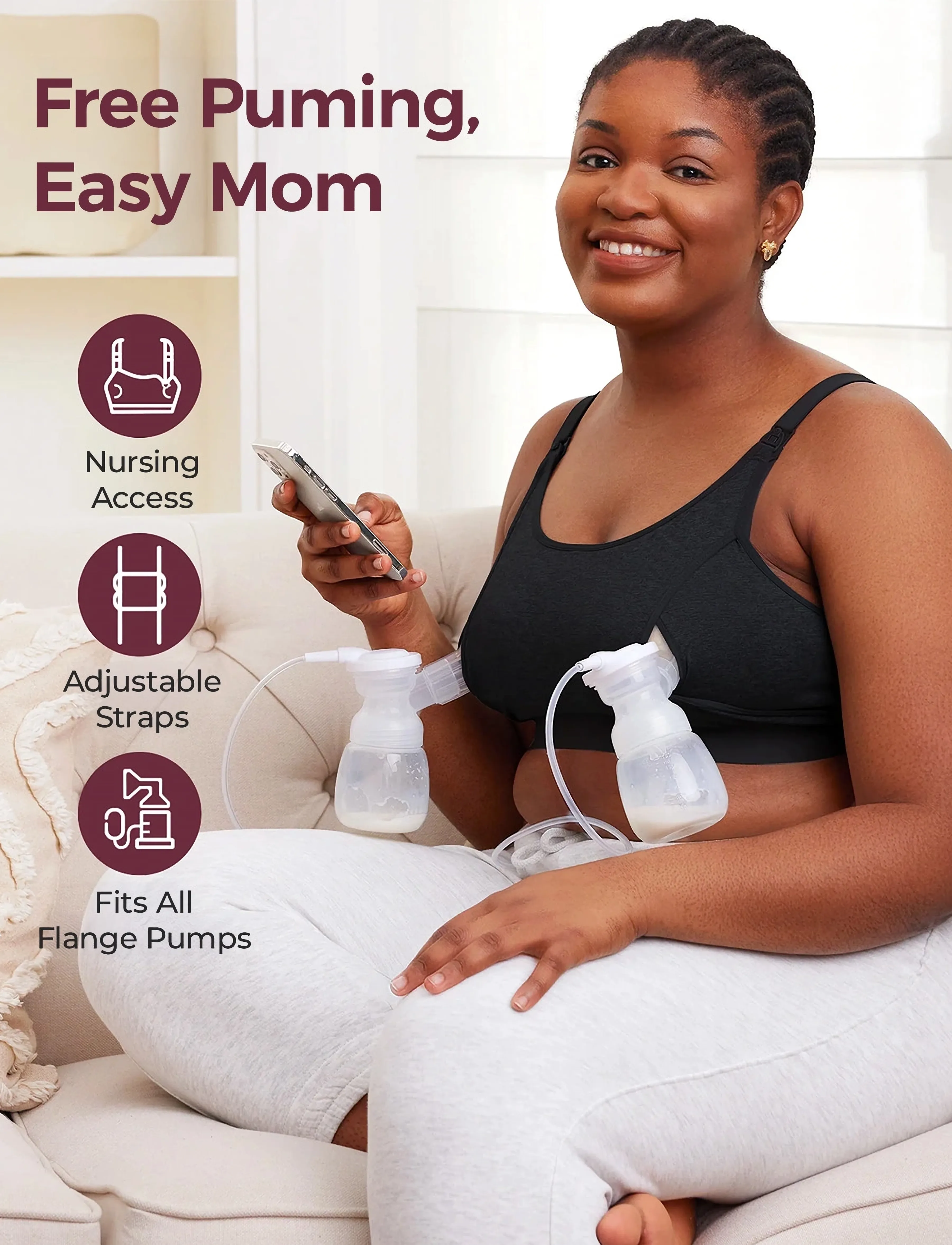 Momcozy - Momcozy  YN08 M Hands-Free Pumping Bra Black - soutiens-gorge sans armatures - black - 3