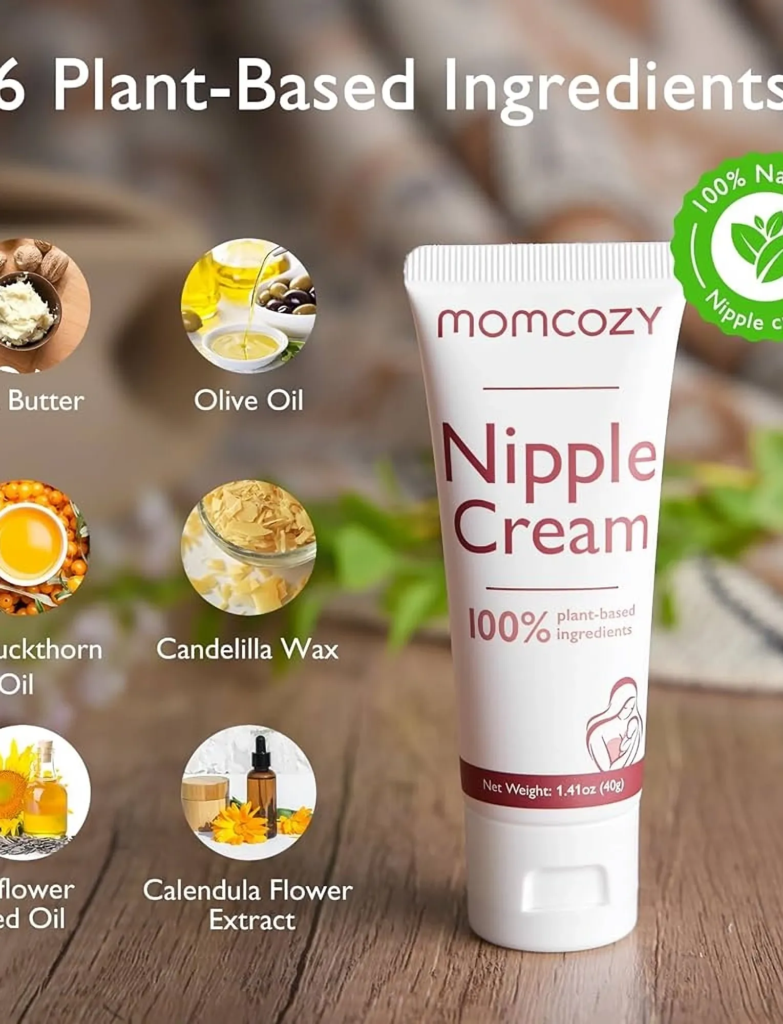 Momcozy Momcozy 100% Natural Vegan Lanolin-Free Nipple Butter, One Size, White, Hudpleje > Hudpleje Til Gravide, Dame