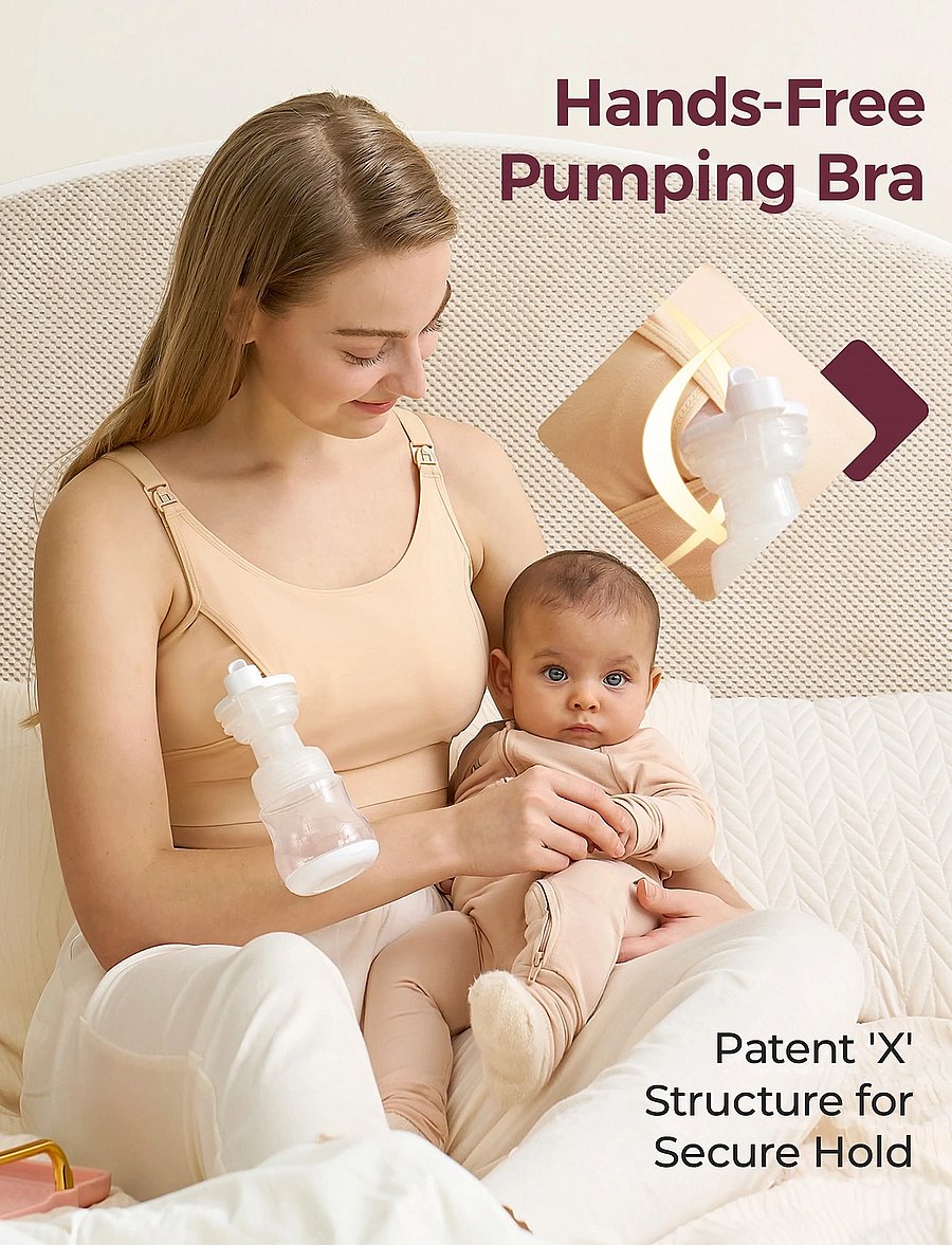 Momcozy - Momcozy YN08 M Hands-Free Pumping Bra Natural - milchpumpen & zubehör - natural - 3