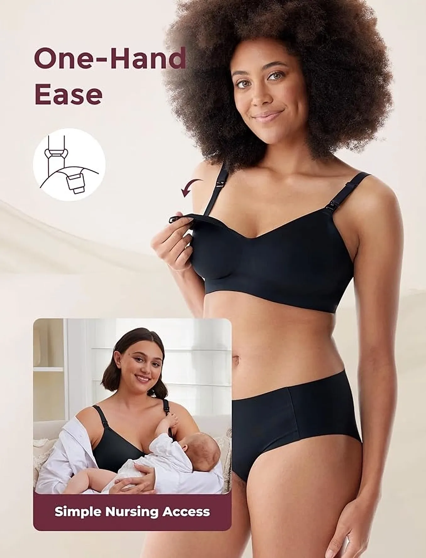 Momcozy - Momcozy  YN21 L Maternity Nursing Bra Black - apatinis trikotažas - black - 5