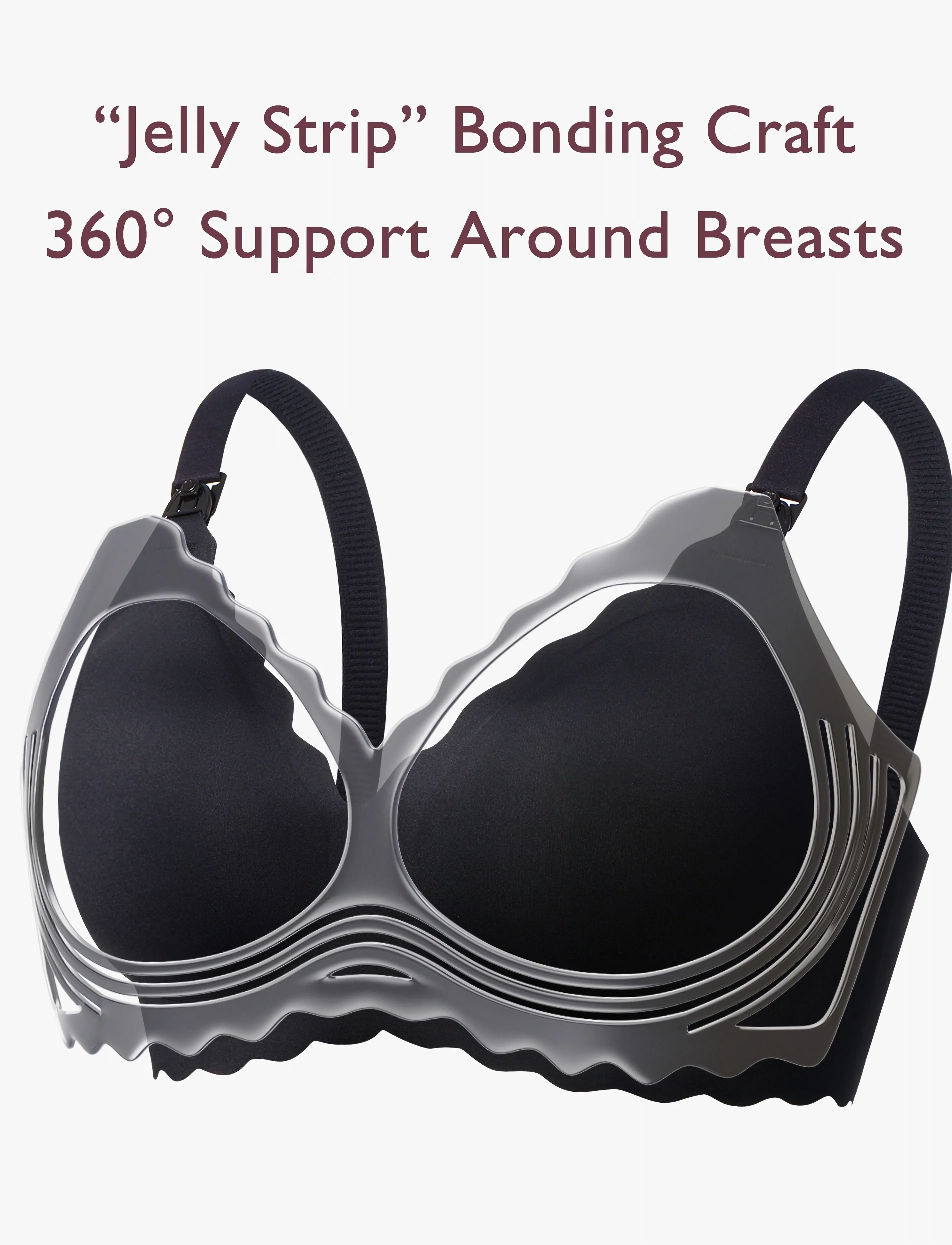Momcozy Yn46 L Seamless Support Floral Bra Black, L, Bras & Oberteile, Schwarz - Maternity Bras, Frauen