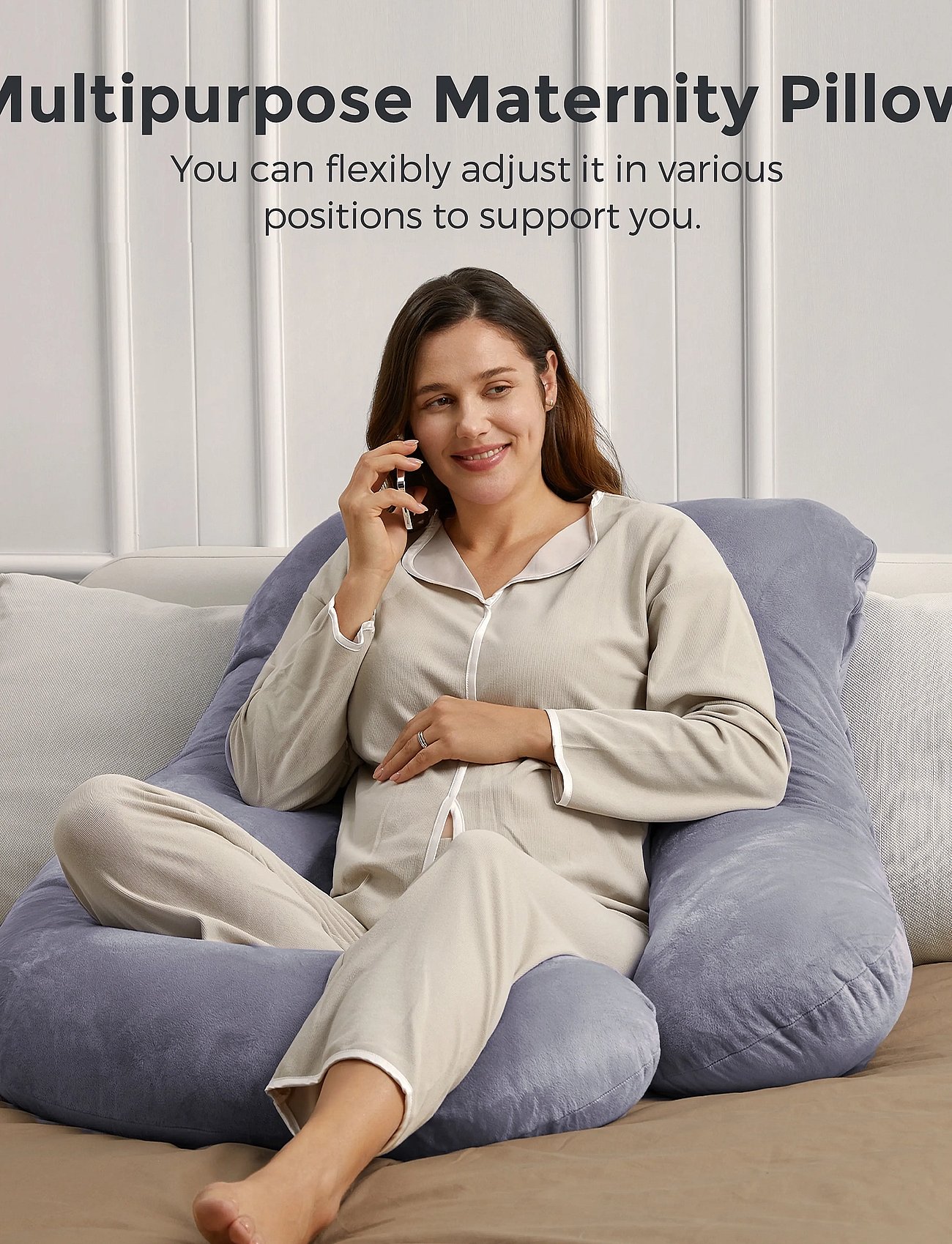 Momcozy U Shaped Grey Pregnancy Pillow Dark Grey