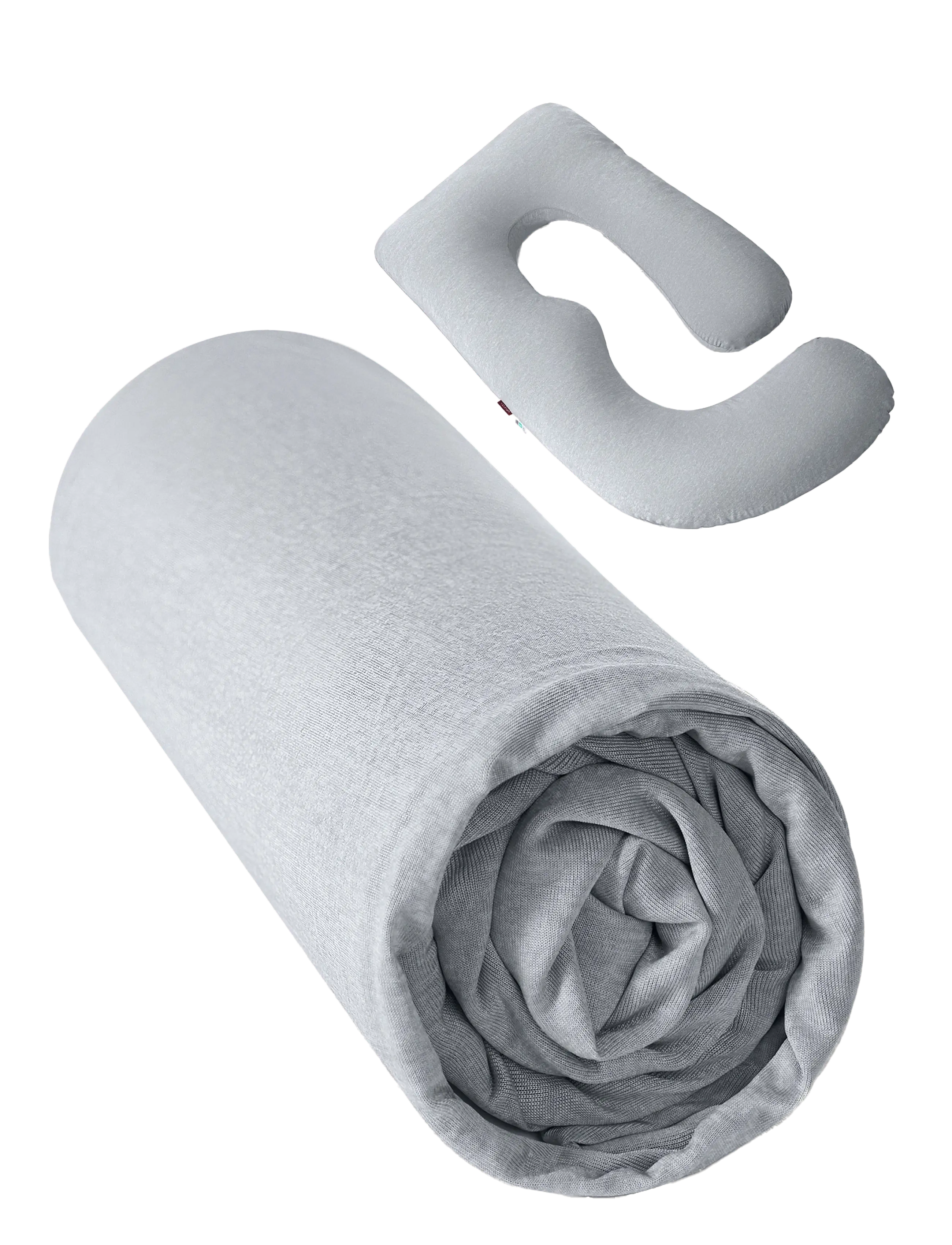 Momcozy Momcozy  U Shaped Cooling Fabric Pregnancy Pillow Light Grey - Beebitooted - LIGHT GREY / grey