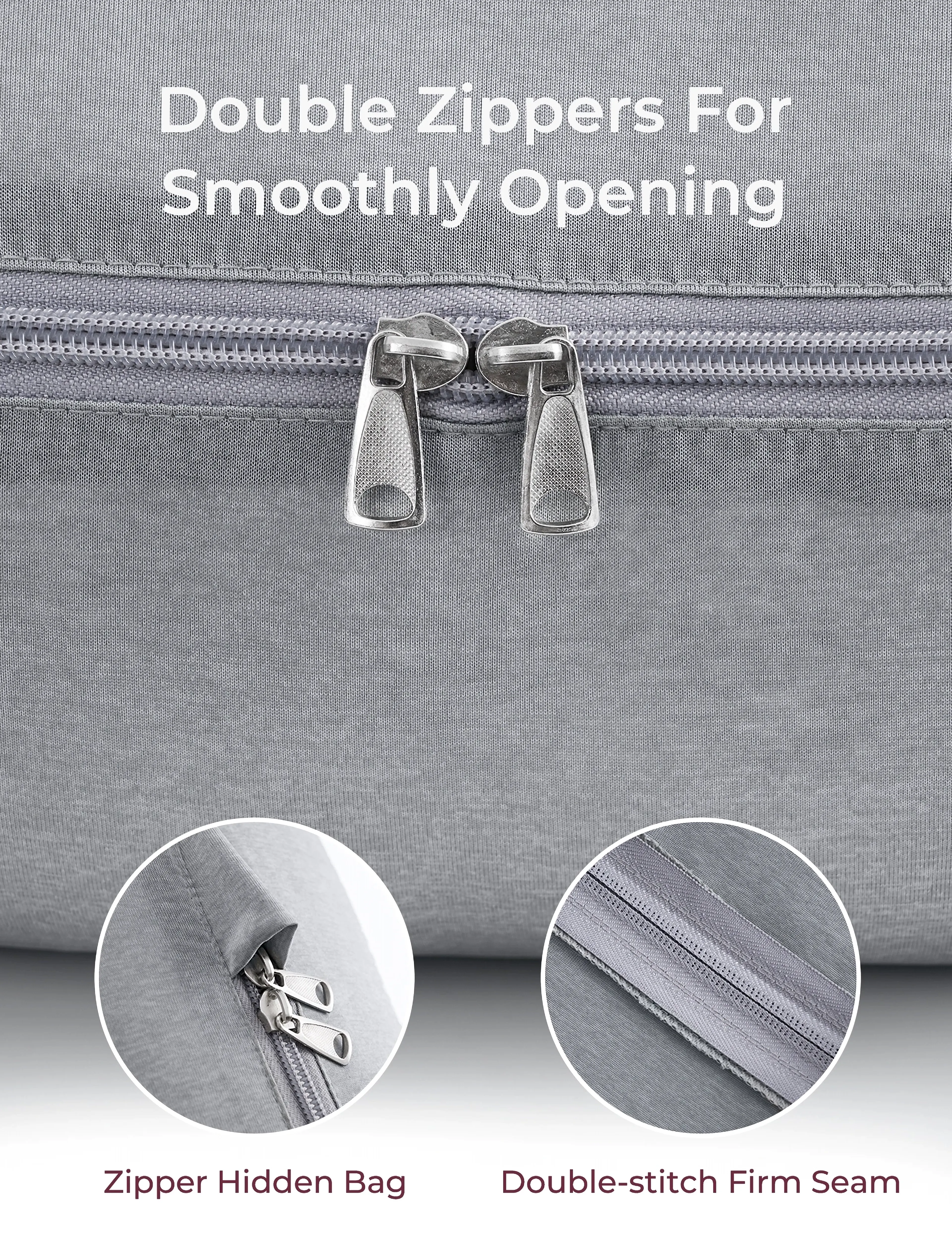 Momcozy - Momcozy  U Shaped Cooling Fabric Pregnancy Pillow Light Grey - light grey - 4