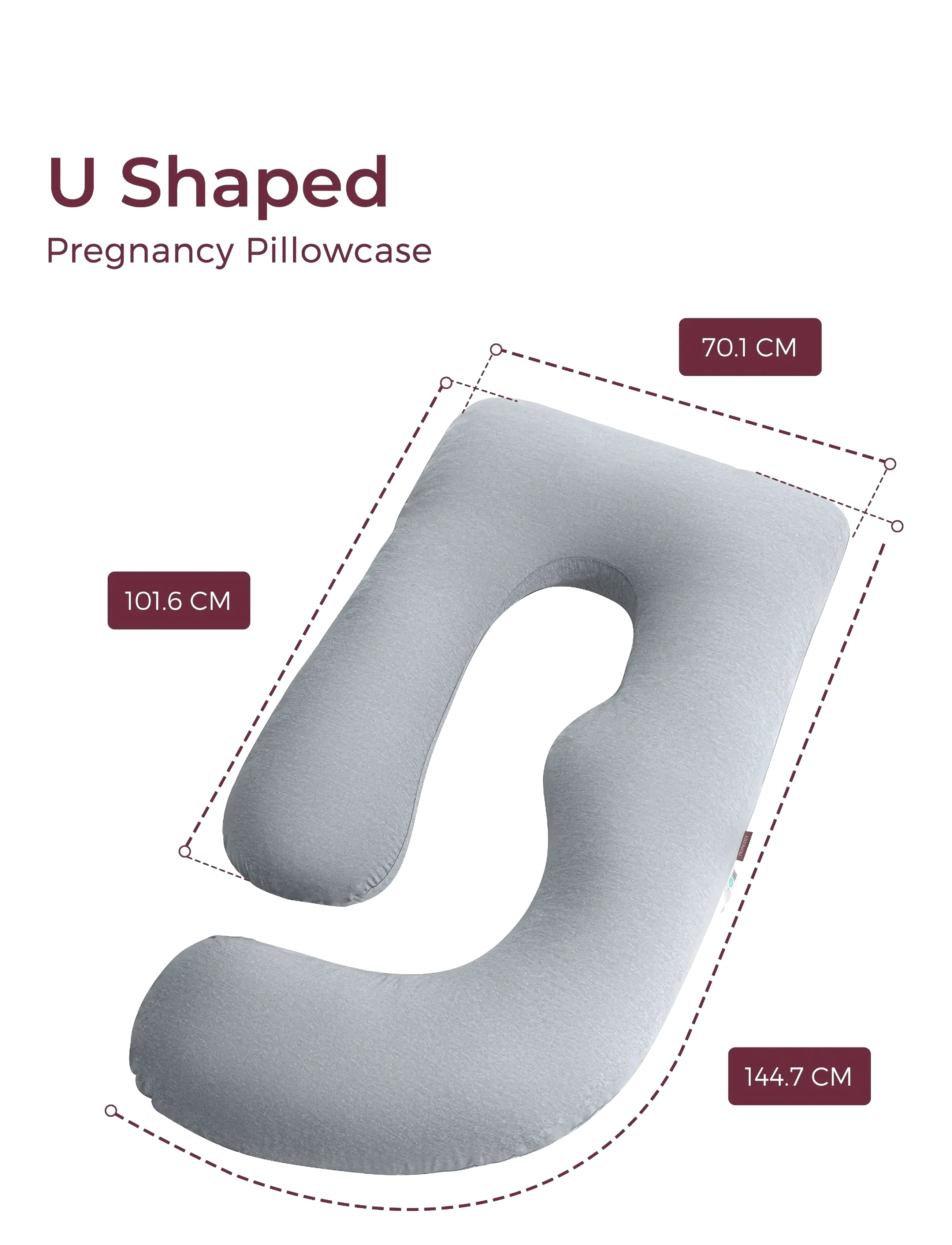 Momcozy - Momcozy  U Shaped Cooling Fabric Pregnancy Pillow Light Grey - light grey - 2