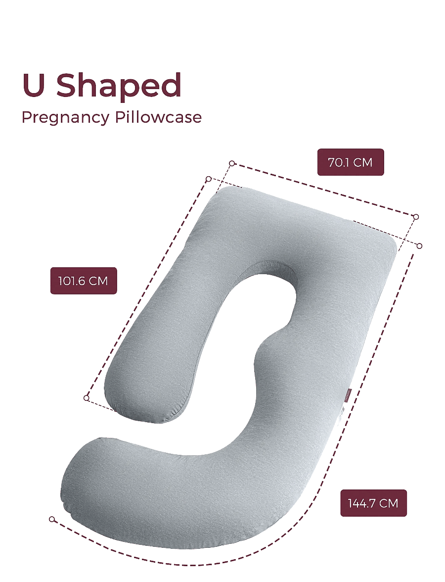 Momcozy - Momcozy U Shaped Cooling Fabric Pregnancy Pillow Light Grey - light grey - 2