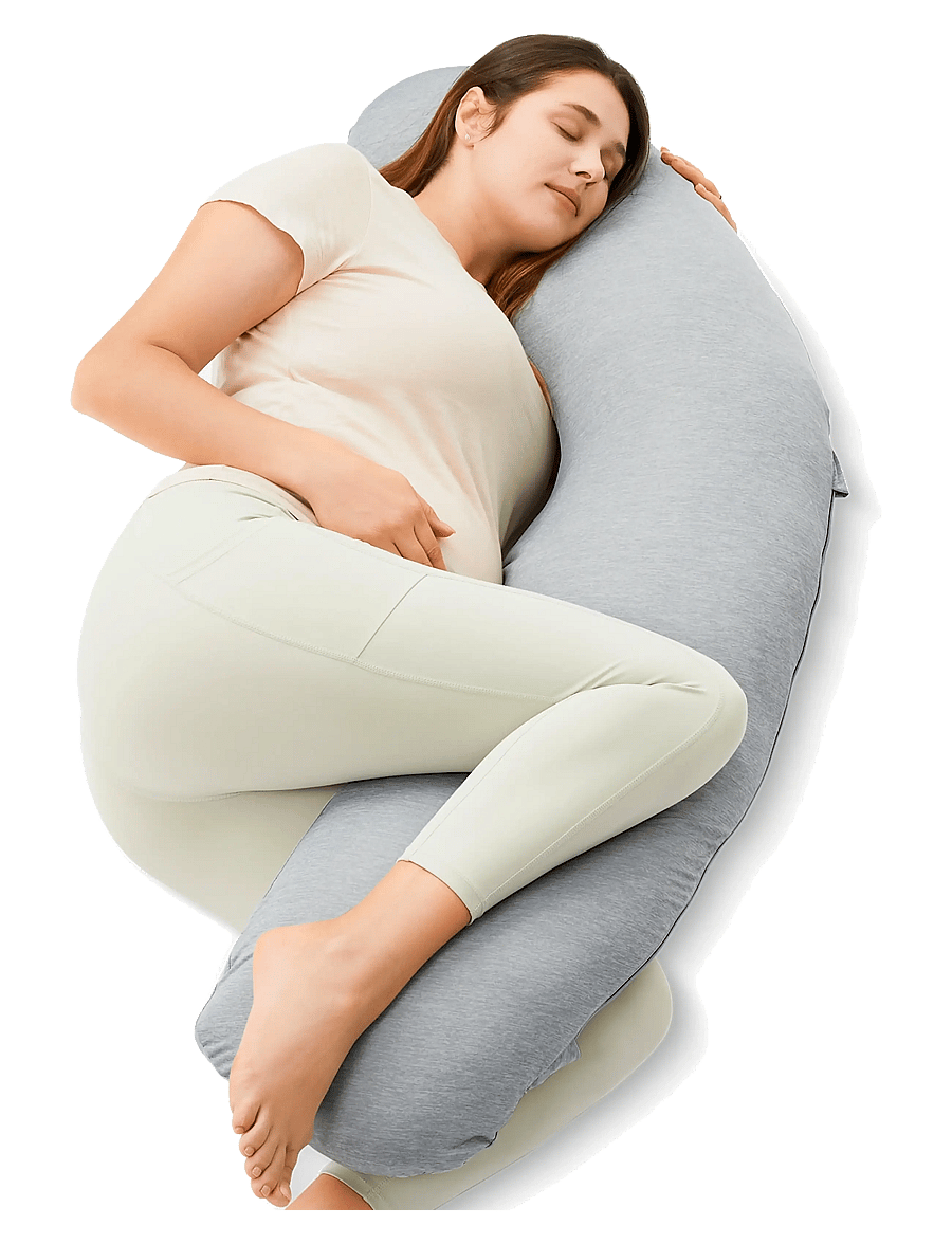Momcozy - Momcozy J Shaped Jersey Fabric Pregnancy Pillow Light Grey - schwangerschaftsprodukte - light grey - 1