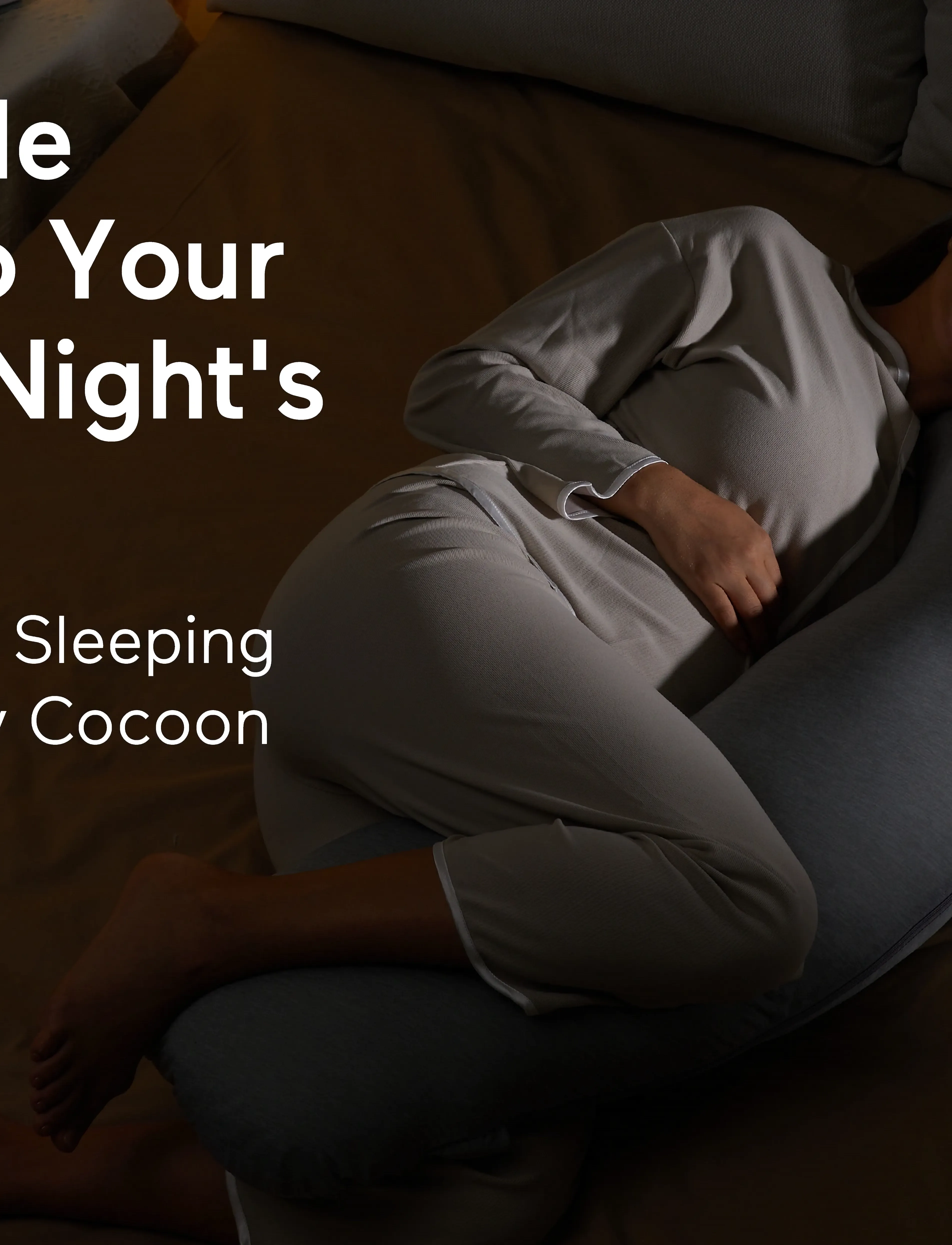 Momcozy - Momcozy  J Shaped Jersey Fabric Pregnancy Pillow Light Grey - light grey - 2