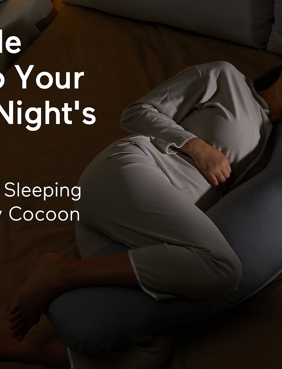 Momcozy - Momcozy J Shaped Jersey Fabric Pregnancy Pillow Light Grey - schwangerschaftsprodukte - light grey - 2