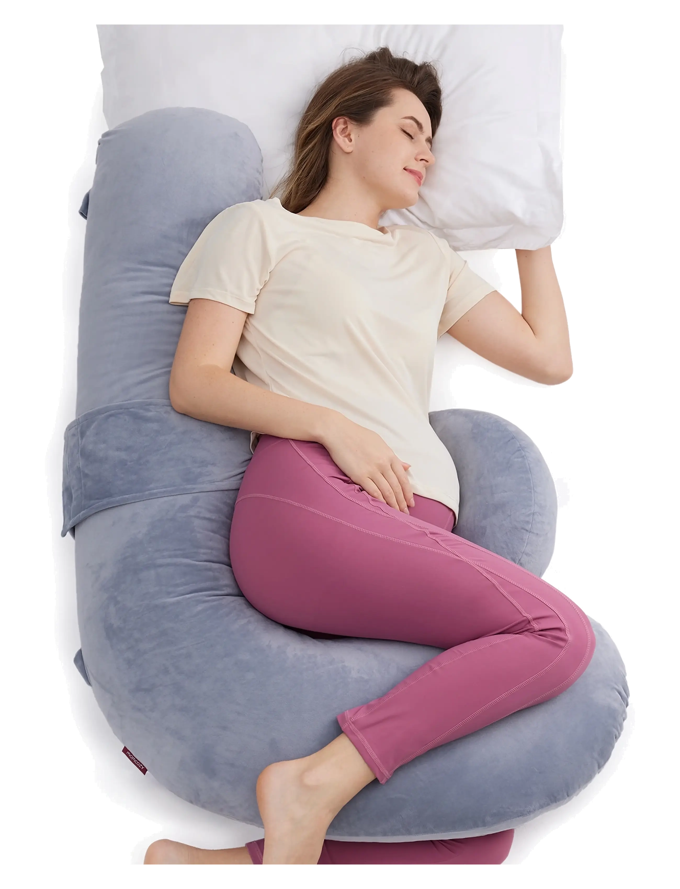 Momcozy Momcozy  F Shaped Air Layer Pregnancy Pillow Grey - Babyprodukter - GREY / grey