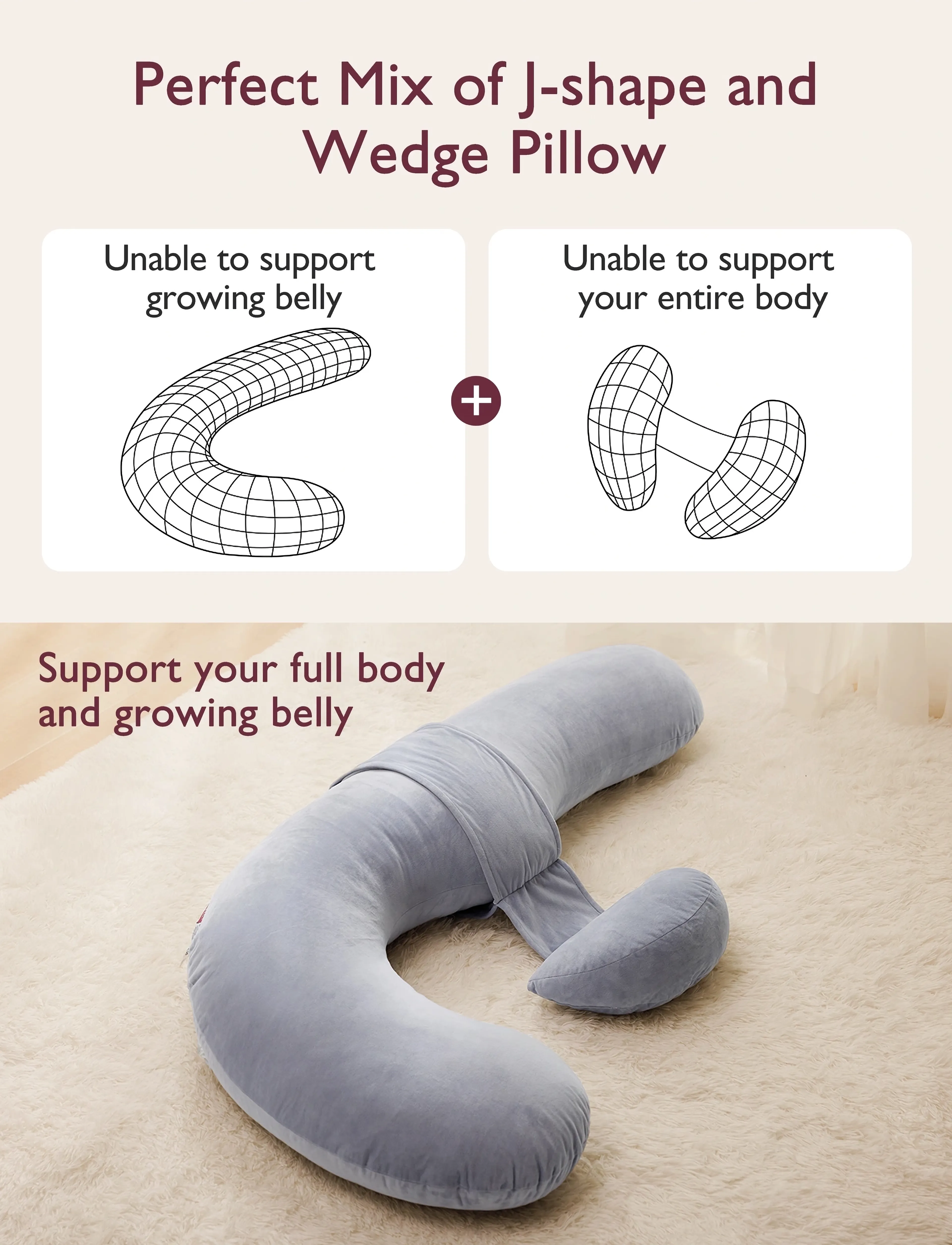 Momcozy - Momcozy  F Shaped Air Layer Pregnancy Pillow Grey - produits de grossesse - grey - 3