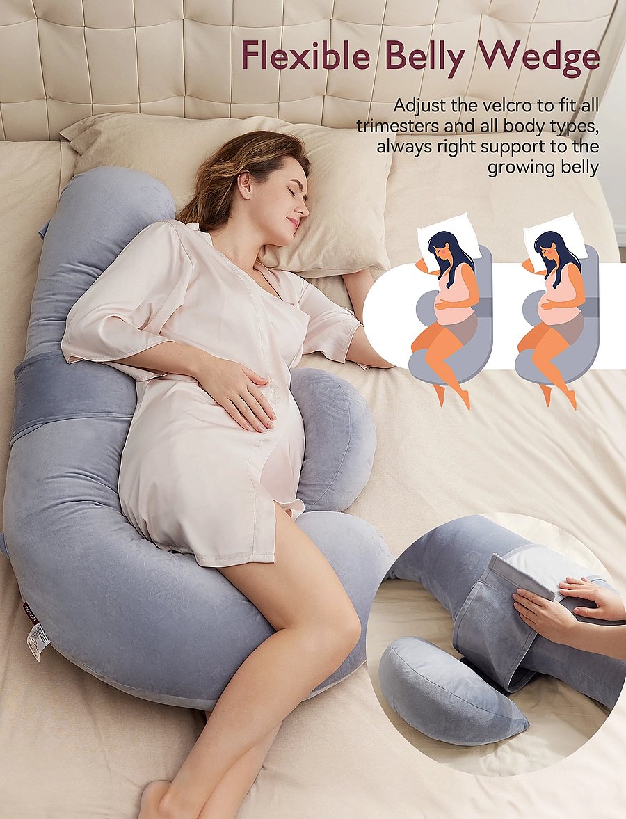 Momcozy - Momcozy F Shaped Air Layer Pregnancy Pillow Grey - produits de grossesse - grey - 4