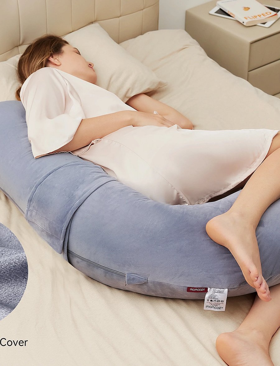 Momcozy - Momcozy F Shaped Velvet Pregnancy Pillow Grey - schwangerschaftsprodukte - grey - 5