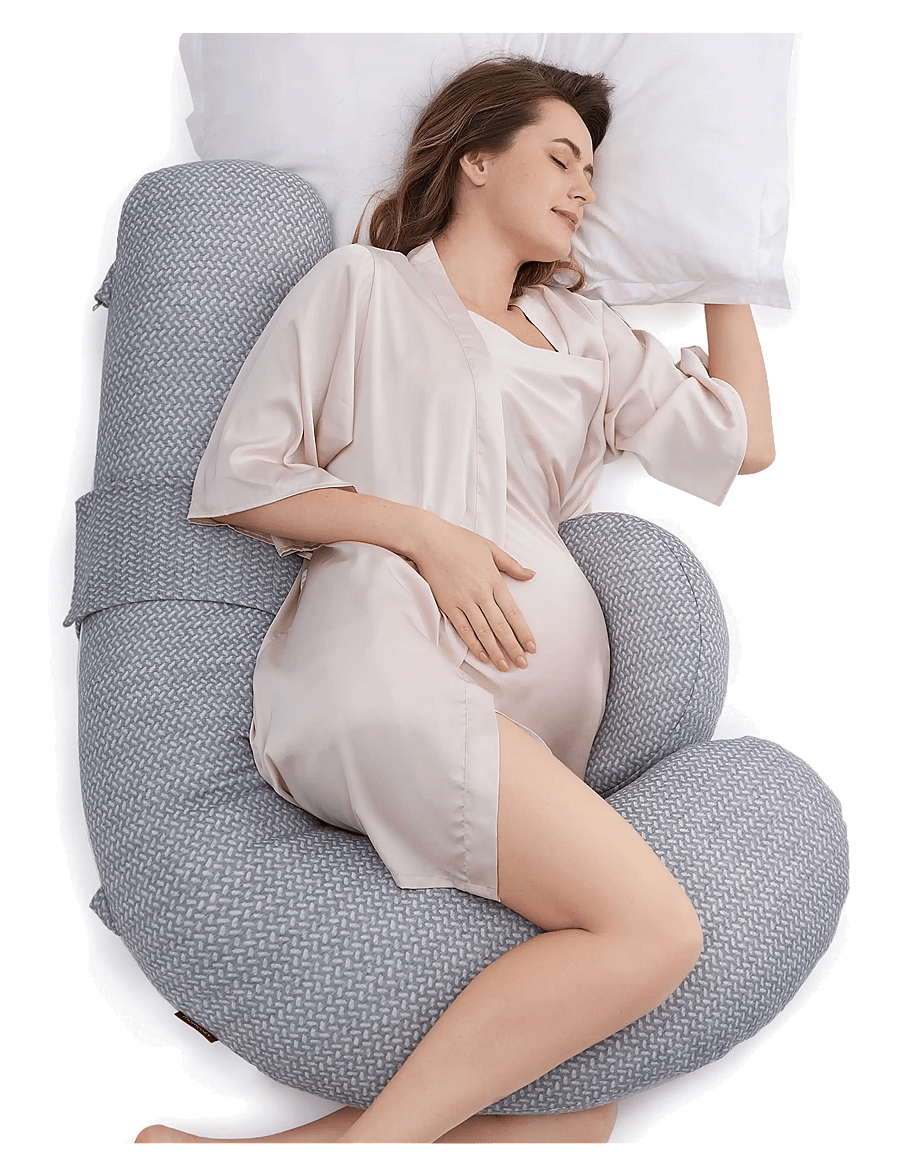 Momcozy - Momcozy F Shaped Velvet Pregnancy Pillow Grey - puder - grey - 1