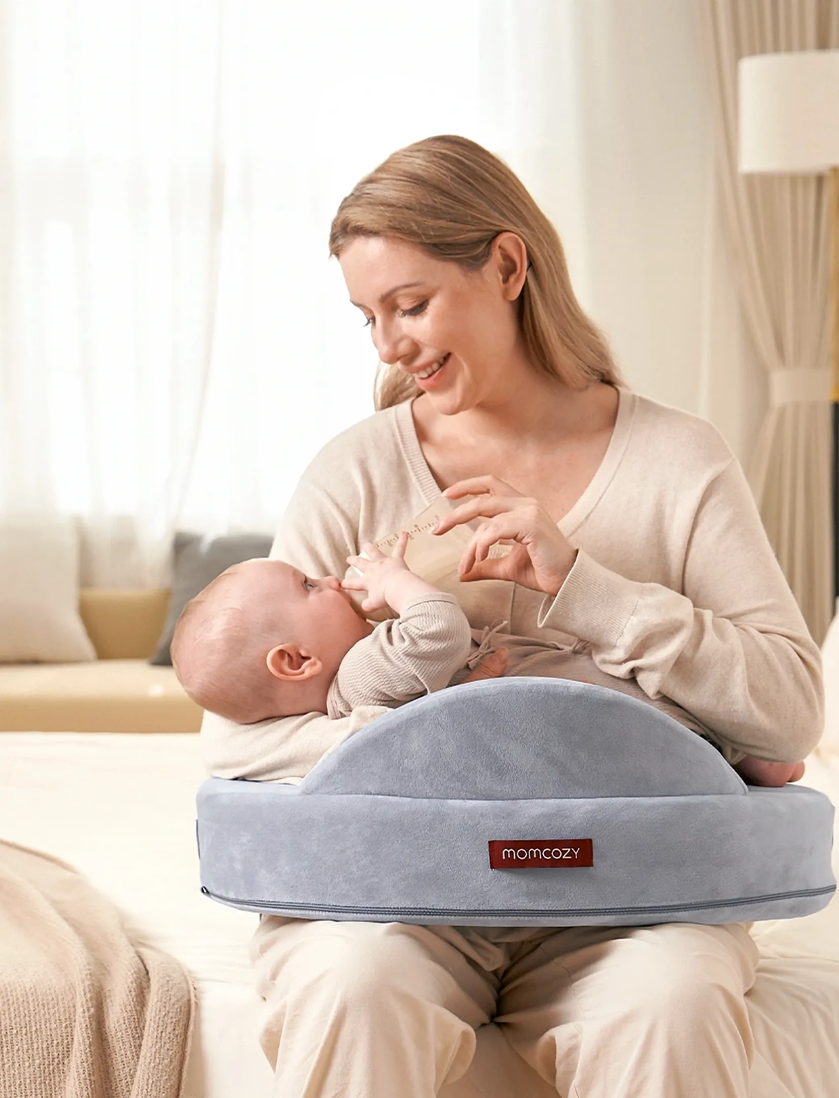Momcozy - Momcozy  Exclusive Memory Foam Nursing Pillow Grey - grey - 3