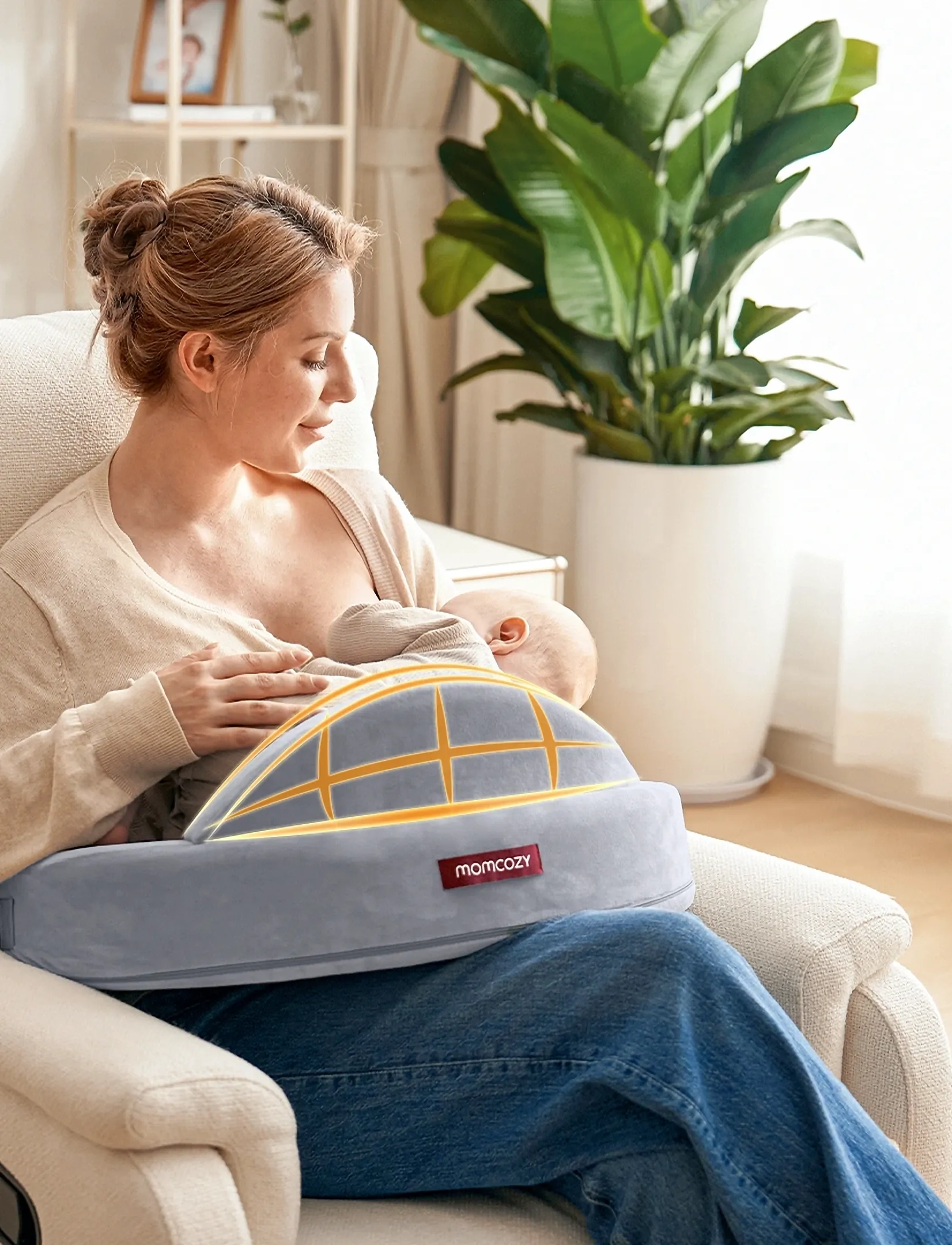 Momcozy - Momcozy  Exclusive Memory Foam Nursing Pillow Grey - grey - 4