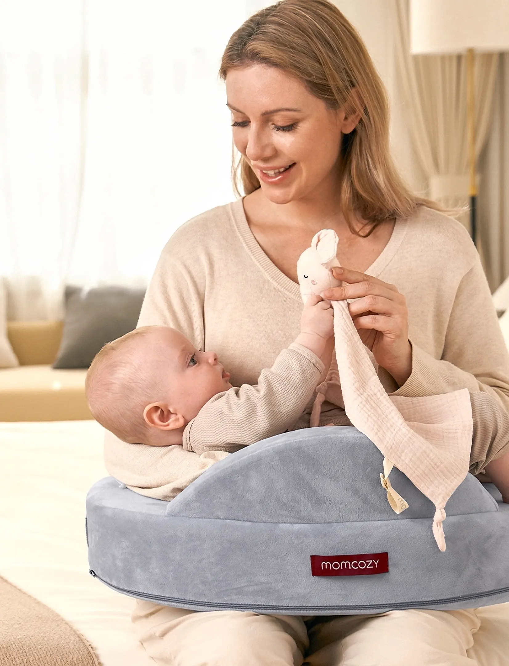 Momcozy - Momcozy  Exclusive Memory Foam Nursing Pillow Grey - grey - 5