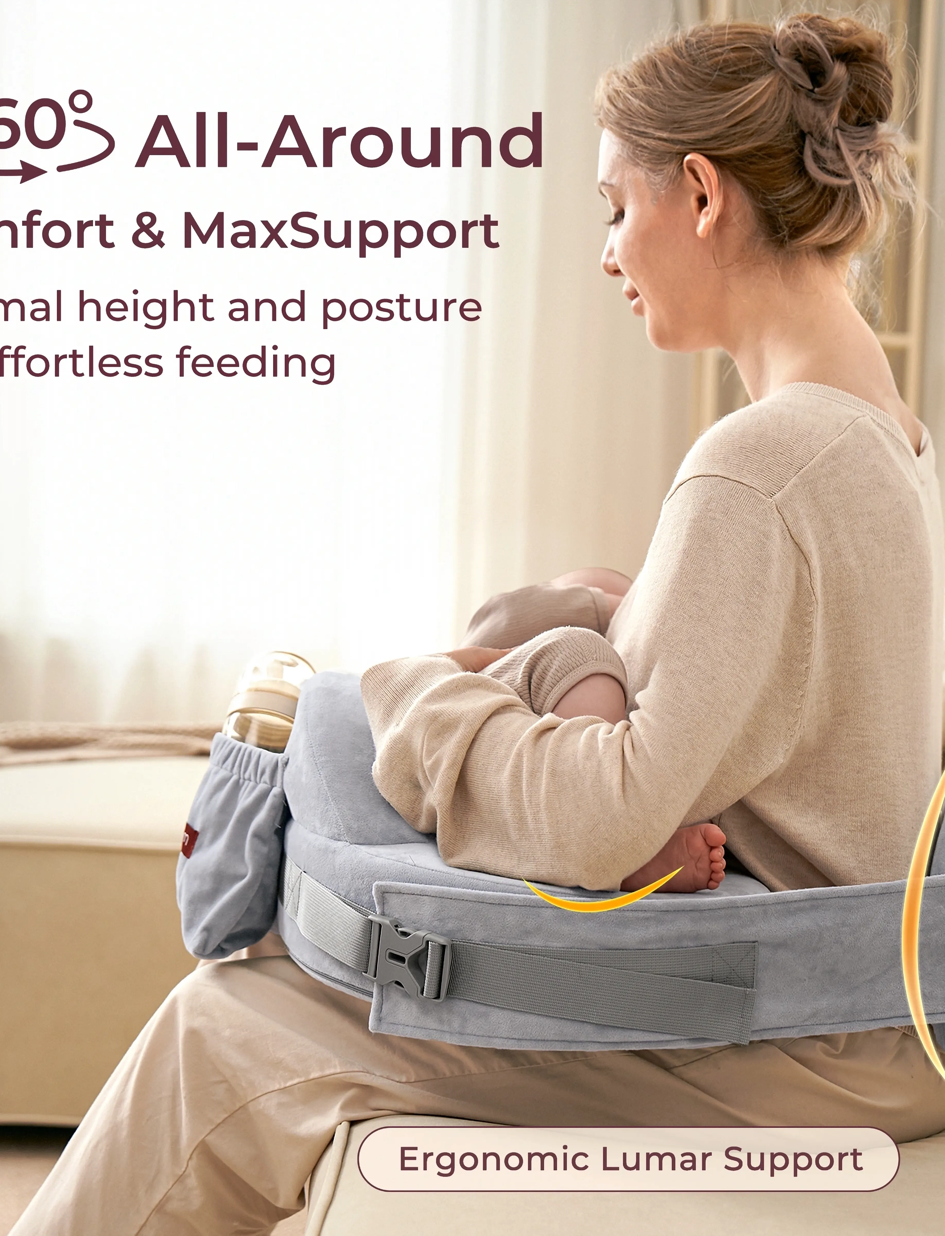 Momcozy - Momcozy  CozyPro Breastfeeding Nursing Pillow Grey - nursing pillows - grey - 5
