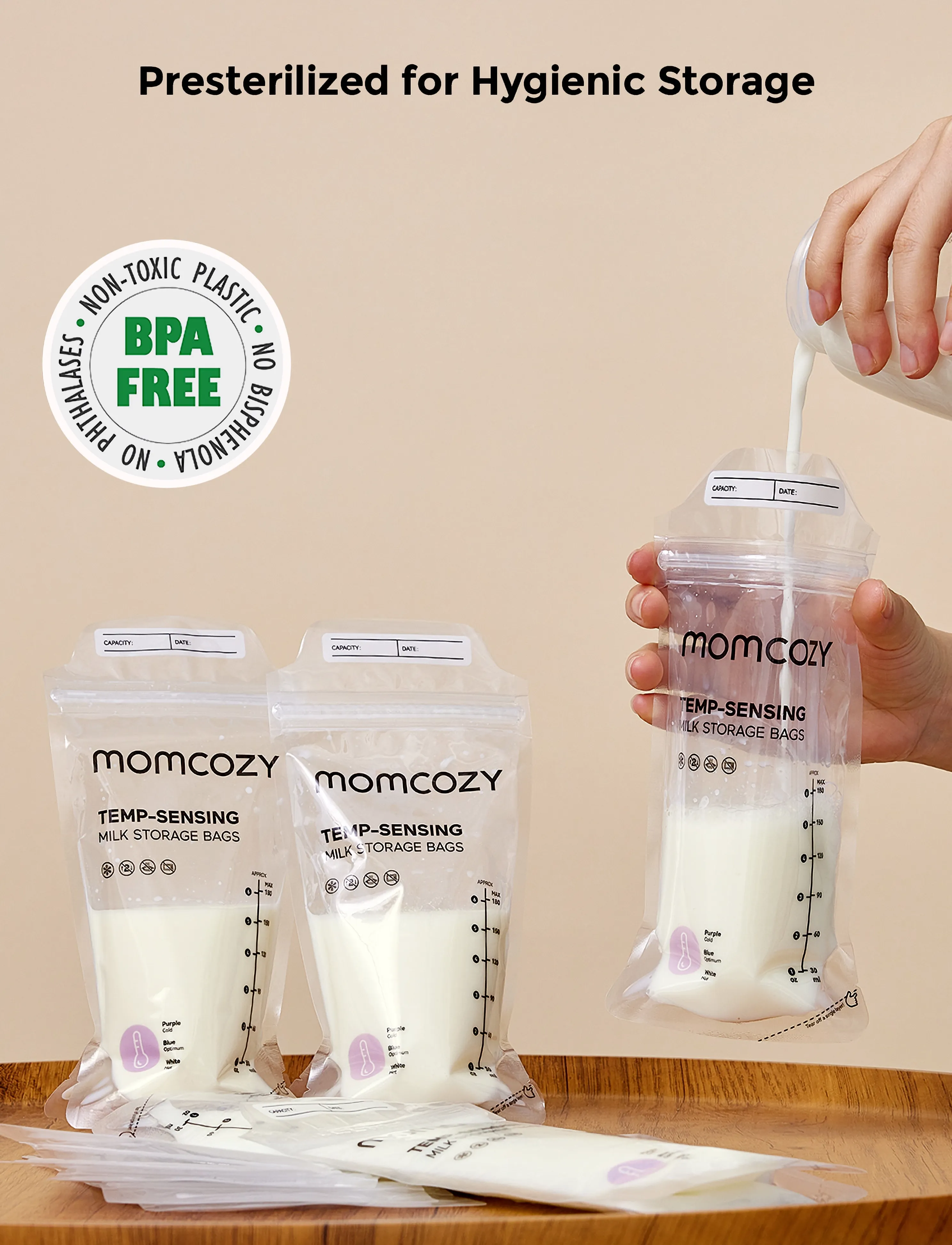 Momcozy - Momcozy  Breastmilk Bag 120 pcs - pientraukiai ir aksesuarai - white - 4
