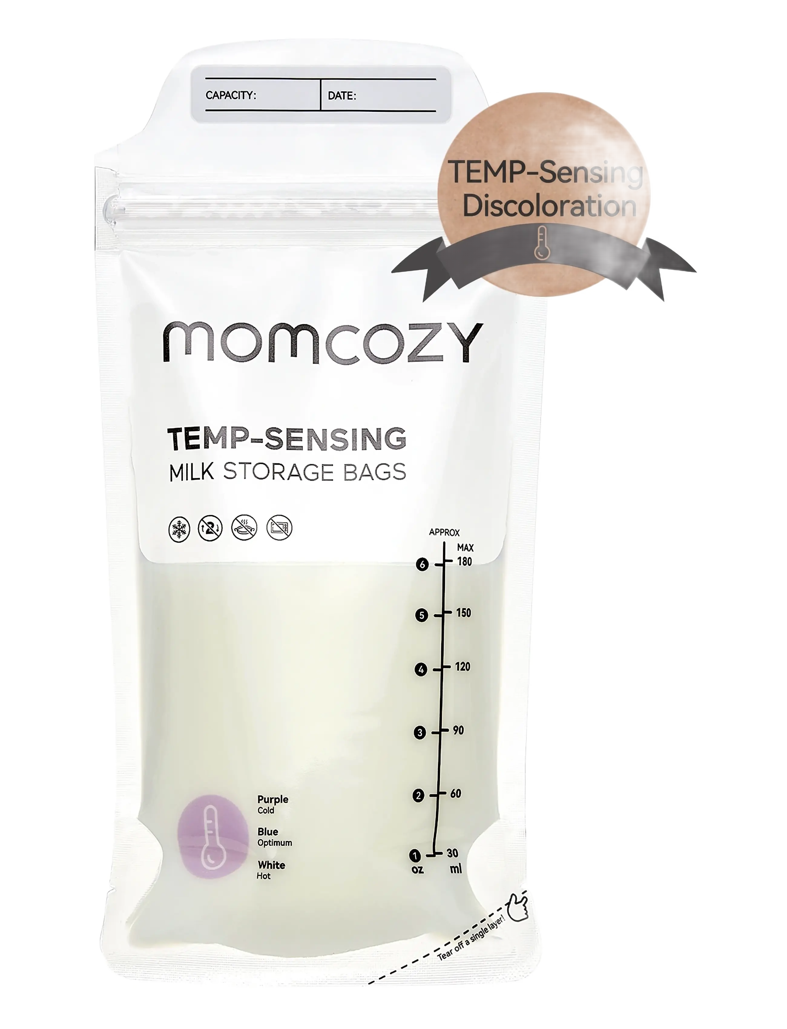 Momcozy - Momcozy  Breastmilk Bag 120 pcs - pientraukiai ir aksesuarai - white - 3