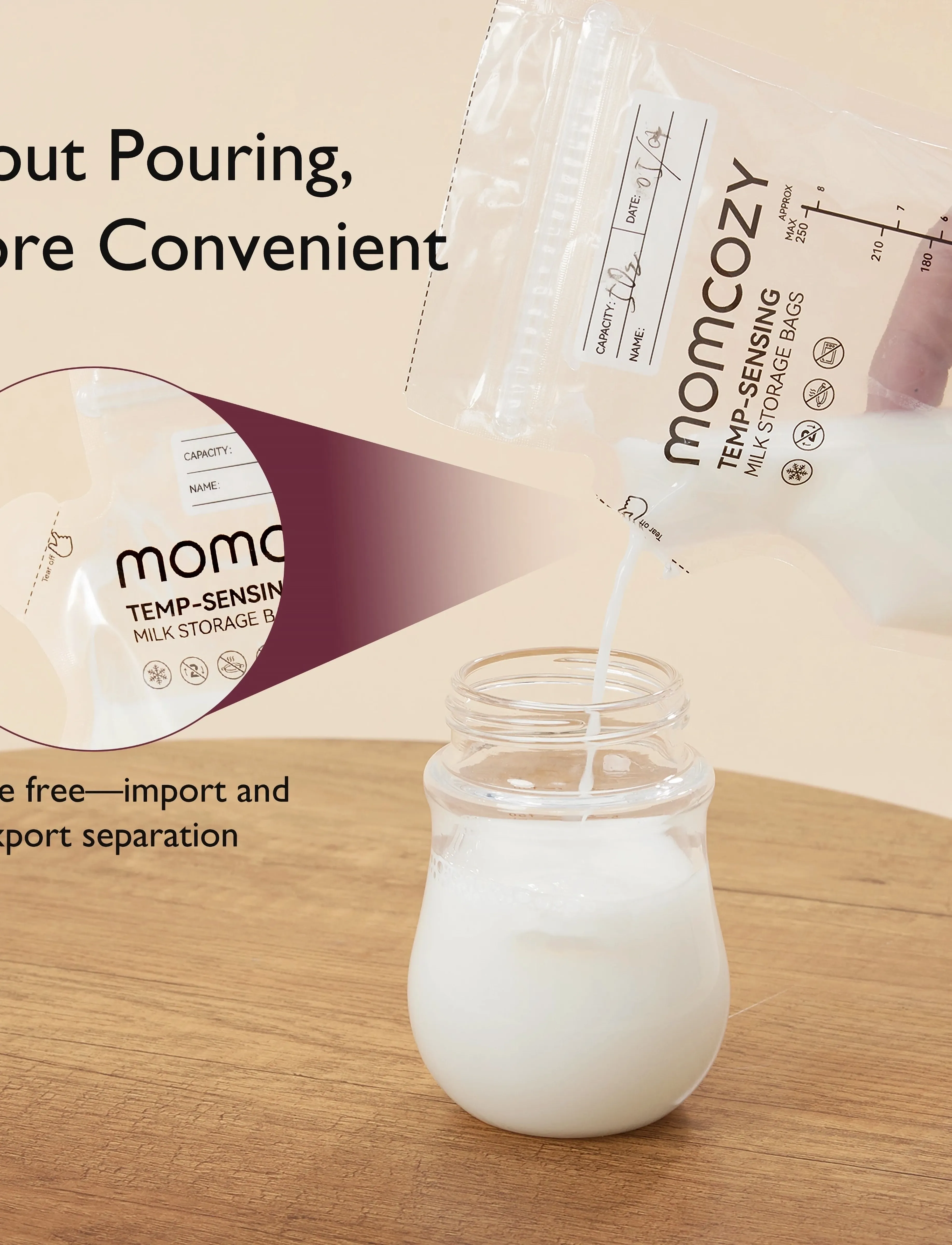 Momcozy Spout Breastmilk Storage Bags-120Pcs, Temperaturfühlende Ausgießer Muttermilchbeutel, Weiß, Gr.ONE SIZE