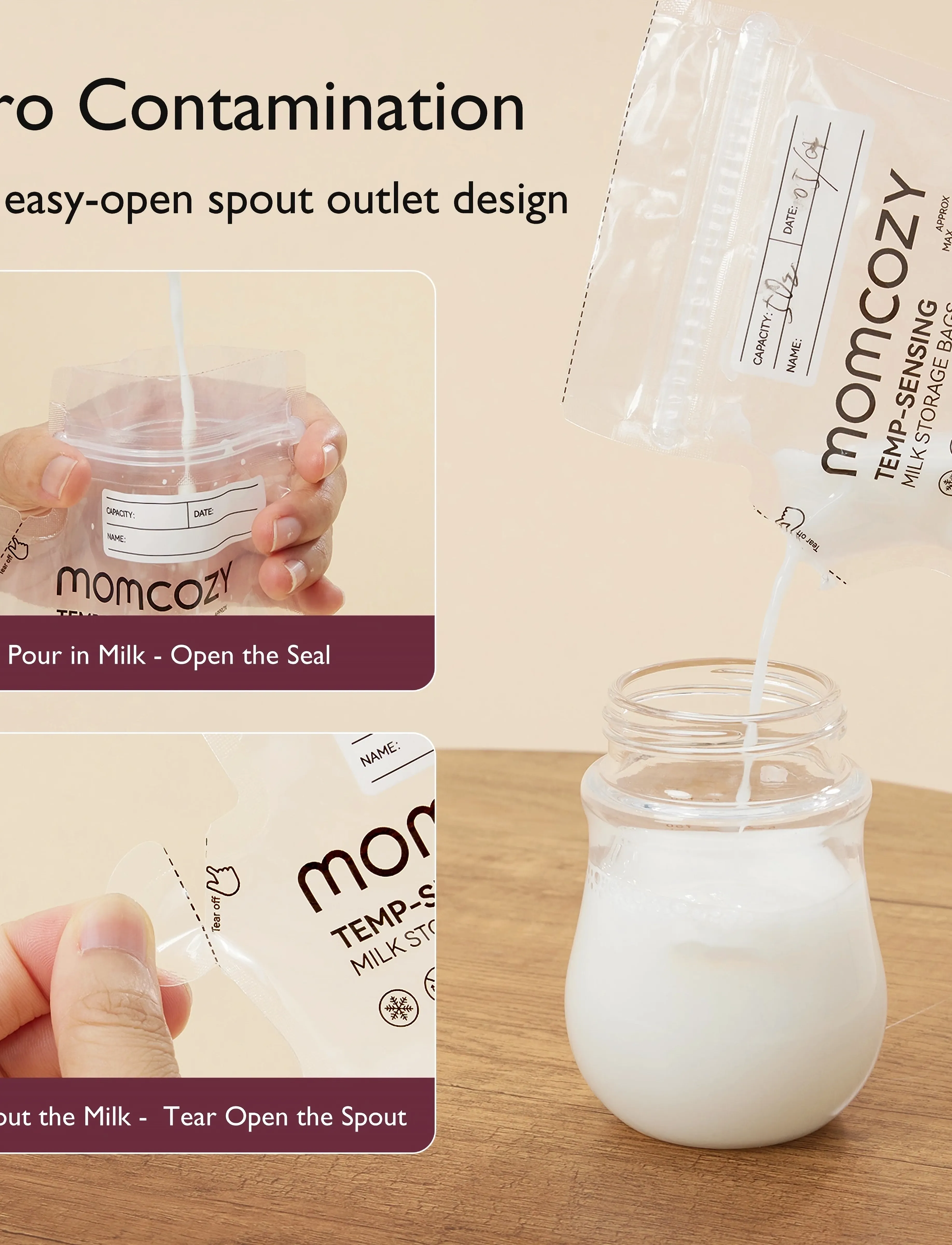 Momcozy - Momcozy Spout Breastmilk Storage Bags-120Pcs - white - 2