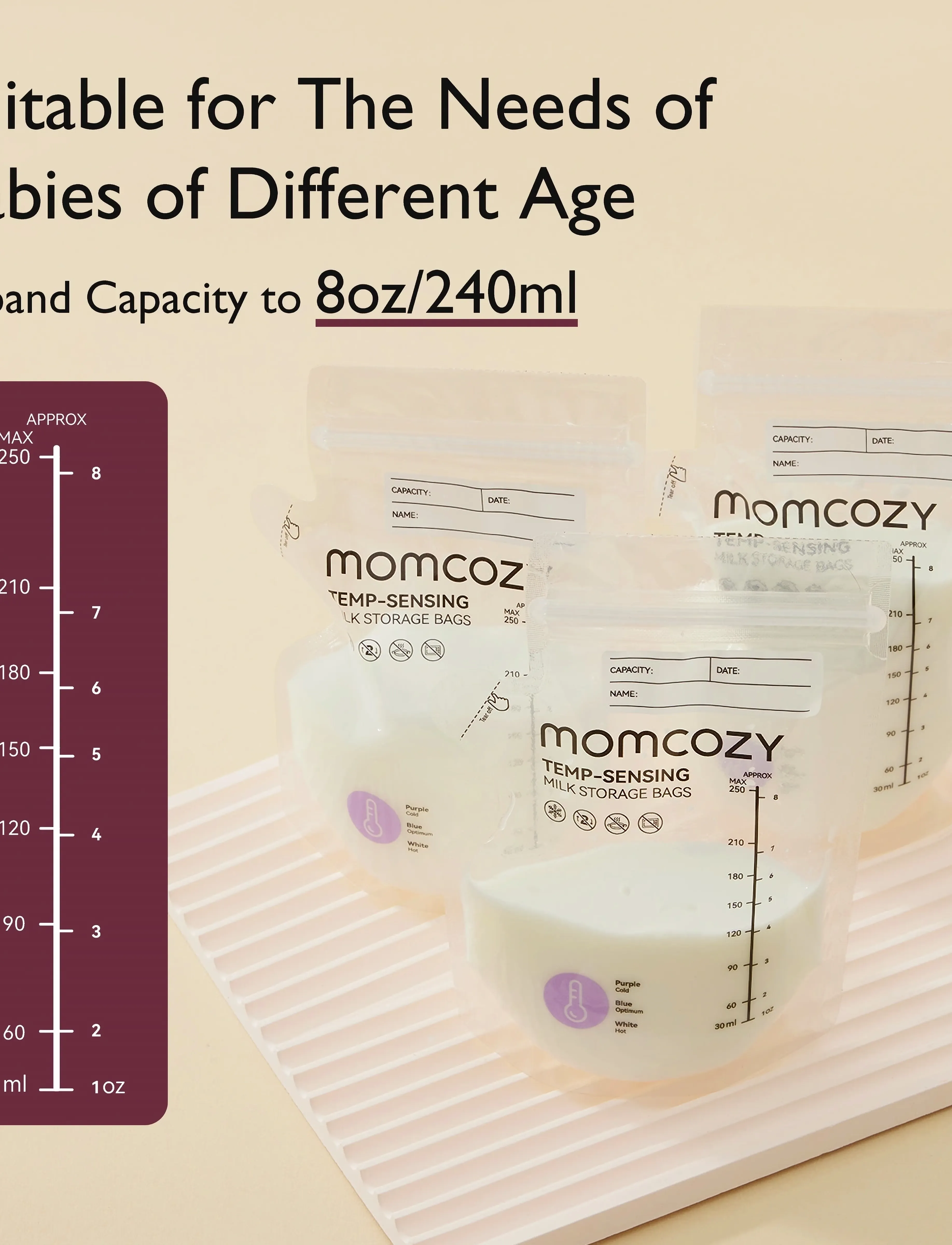 Momcozy - Momcozy Spout Breastmilk Storage Bags-120Pcs - white - 3