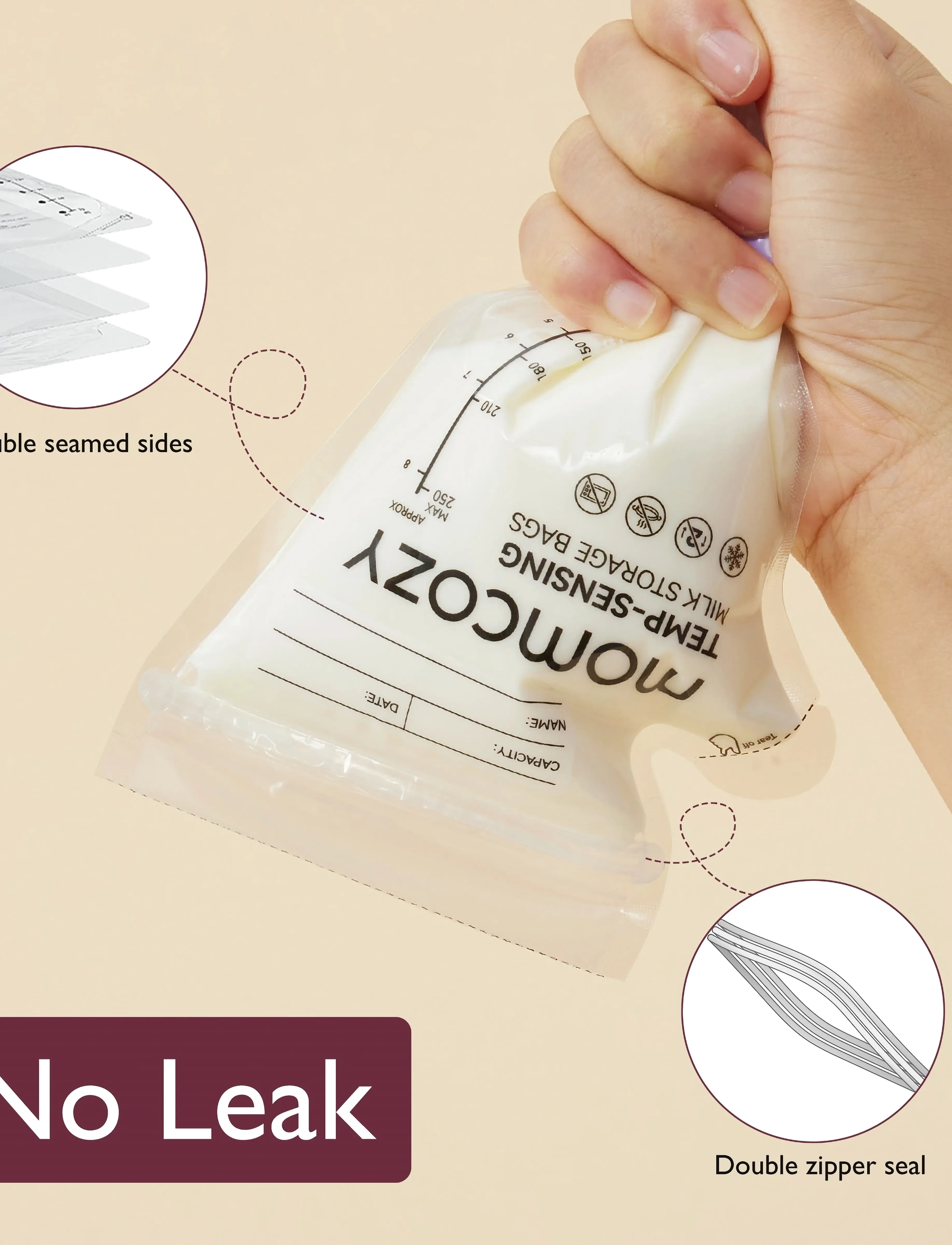 Momcozy - Momcozy Spout Breastmilk Storage Bags-120Pcs - white - 4