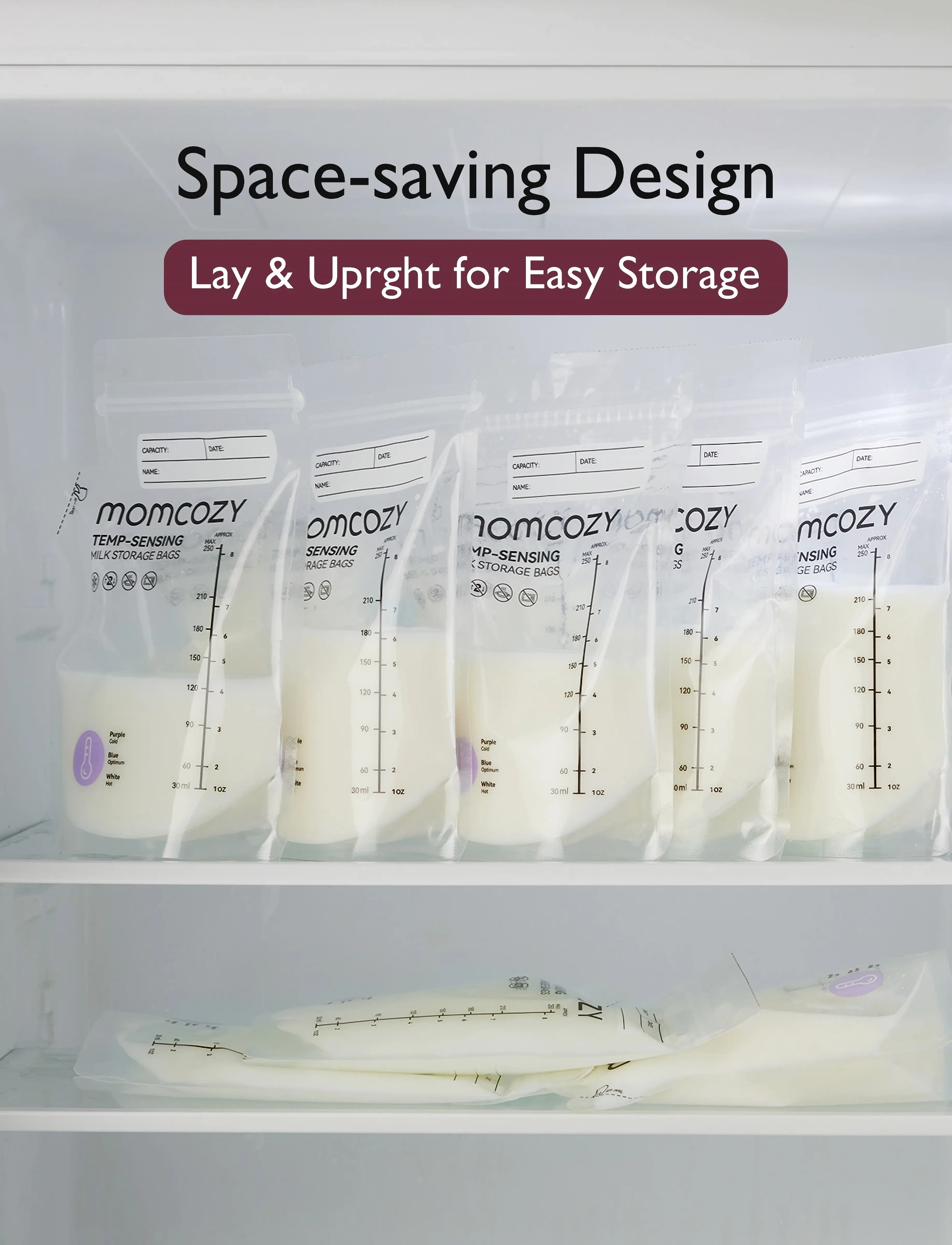 Momcozy - Momcozy Spout Breastmilk Storage Bags-120Pcs - white - 5