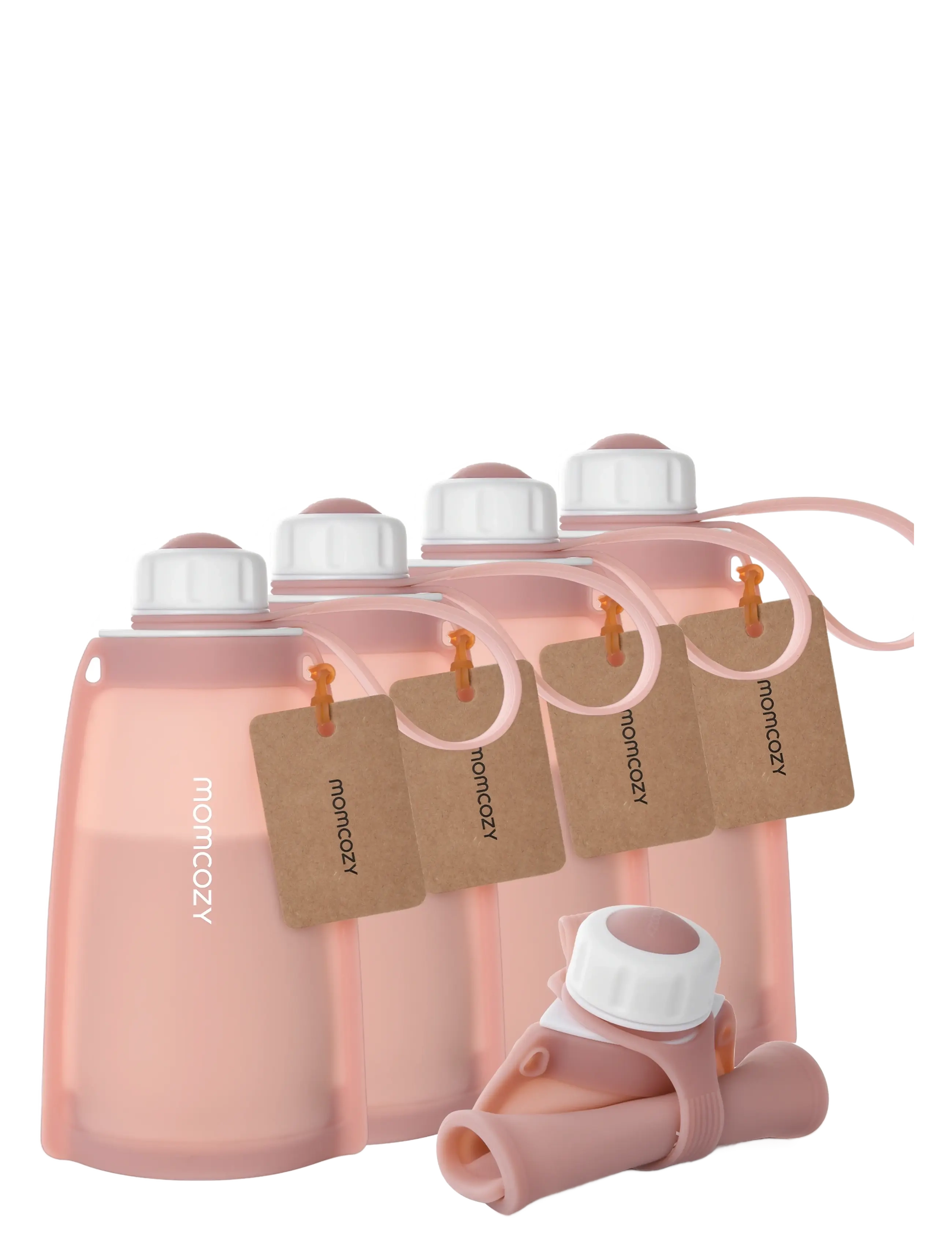 Momcozy Momcozy Silicone Milk Storage Bags Red 5pcs - Fyrir mömmu - RED / pink/rose