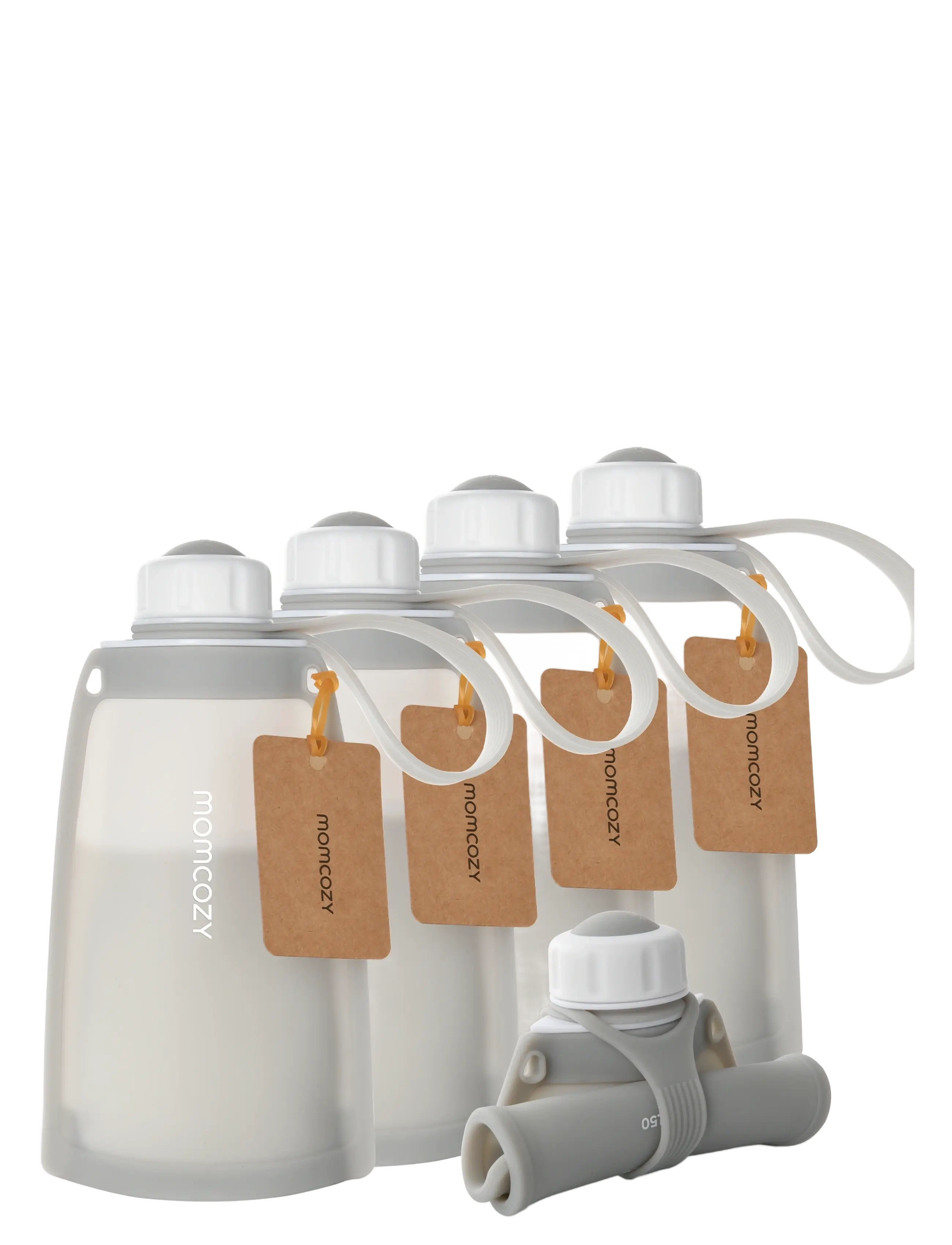 Momcozy Momcozy Silicone Milk Storage Bags Grey 5pcs - Babyprodukter - GREY / grey