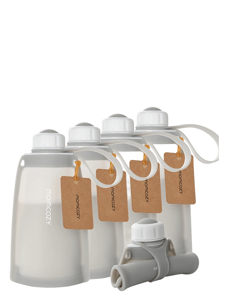 Momcozy - Momcozy Silicone Milk Storage Bags Grey 5pcs - brystpumper og tilbehør - grey - 1