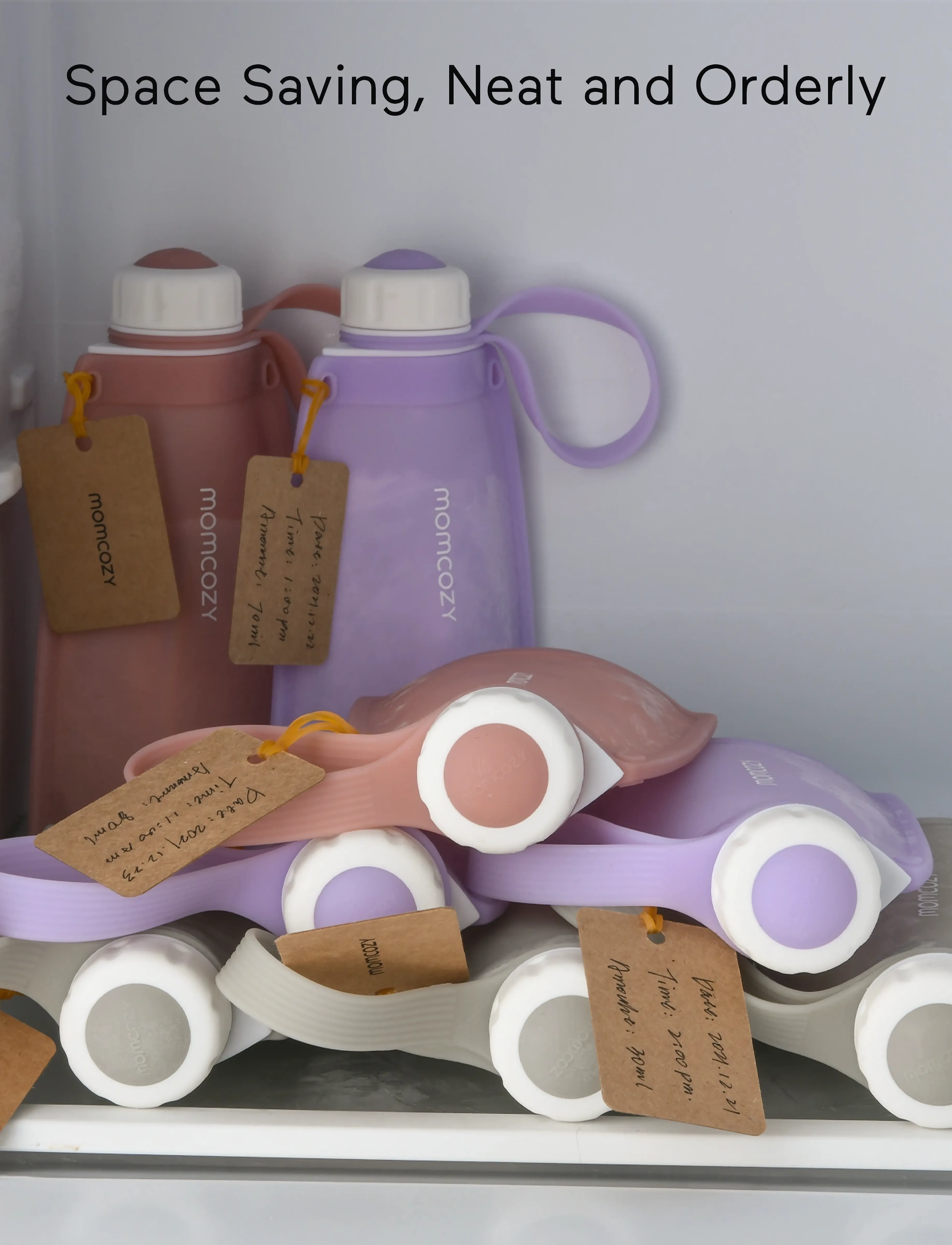 Momcozy - Momcozy Silicone Milk Storage Bags Grey 5pcs - brystpumper og tilbehør - grey - 2