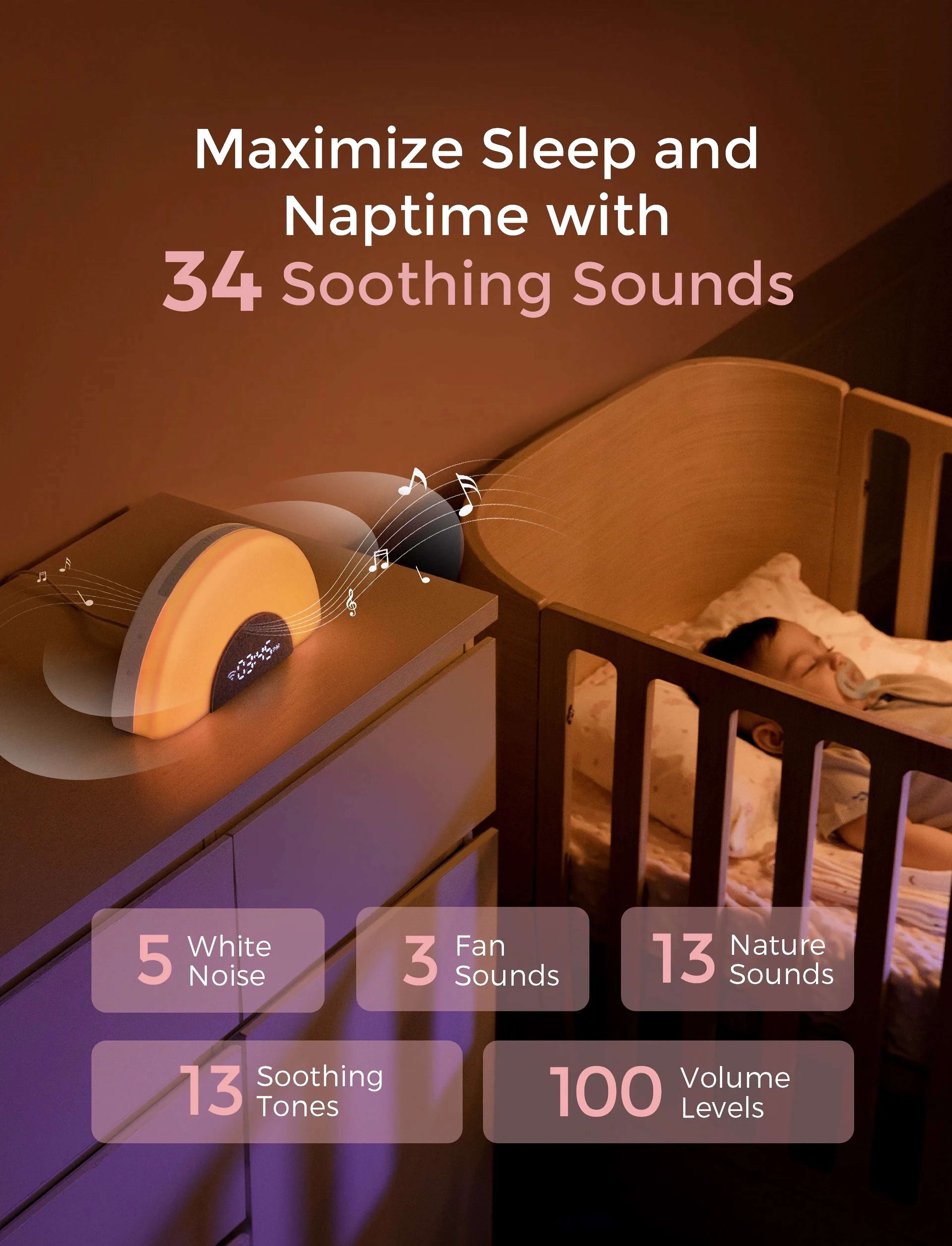 Momcozy - Momcozy  Rainbow White Noise Baby Sound Machine Grey - babyværelse - grey - 3