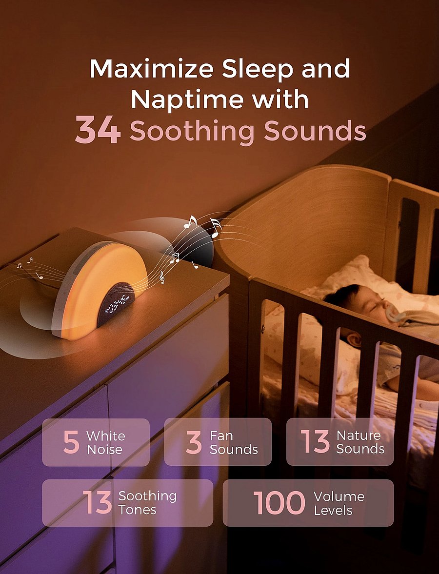 Momcozy - Momcozy Rainbow White Noise Baby Sound Machine Grey - babyværelse - grey - 3