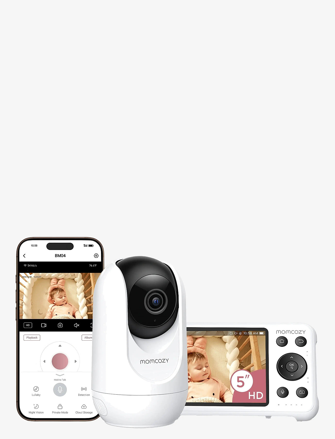 Momcozy - Momcozy  Smart WiFi Video Baby monitoring - white - 0