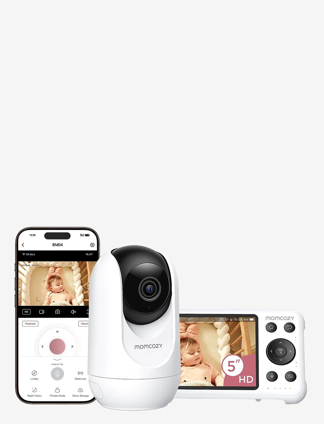 Momcozy Smart Wifi Video Baby Monitoring - White - ONE SIZE