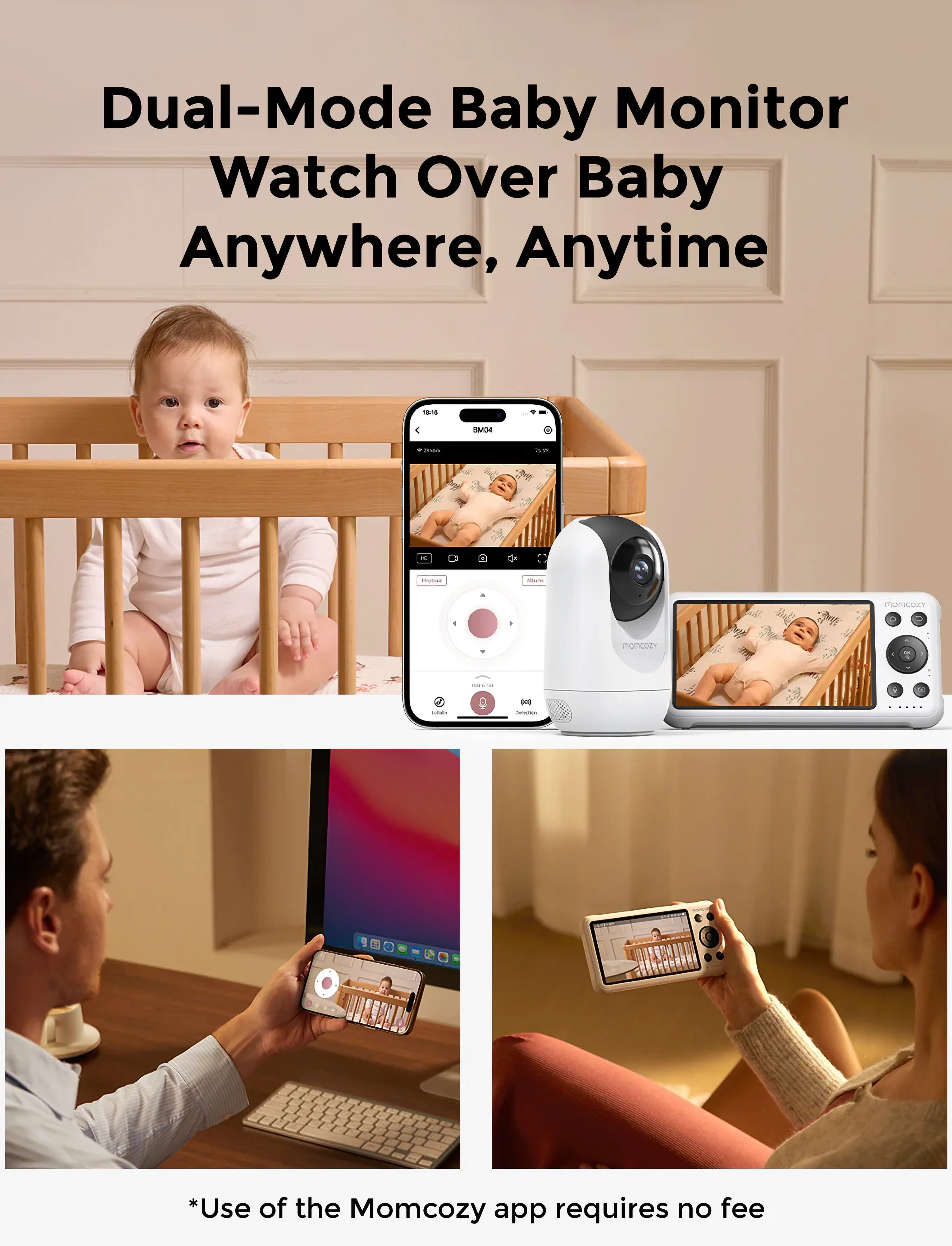 Momcozy - Momcozy  Smart WiFi Video Baby monitoring - white - 2